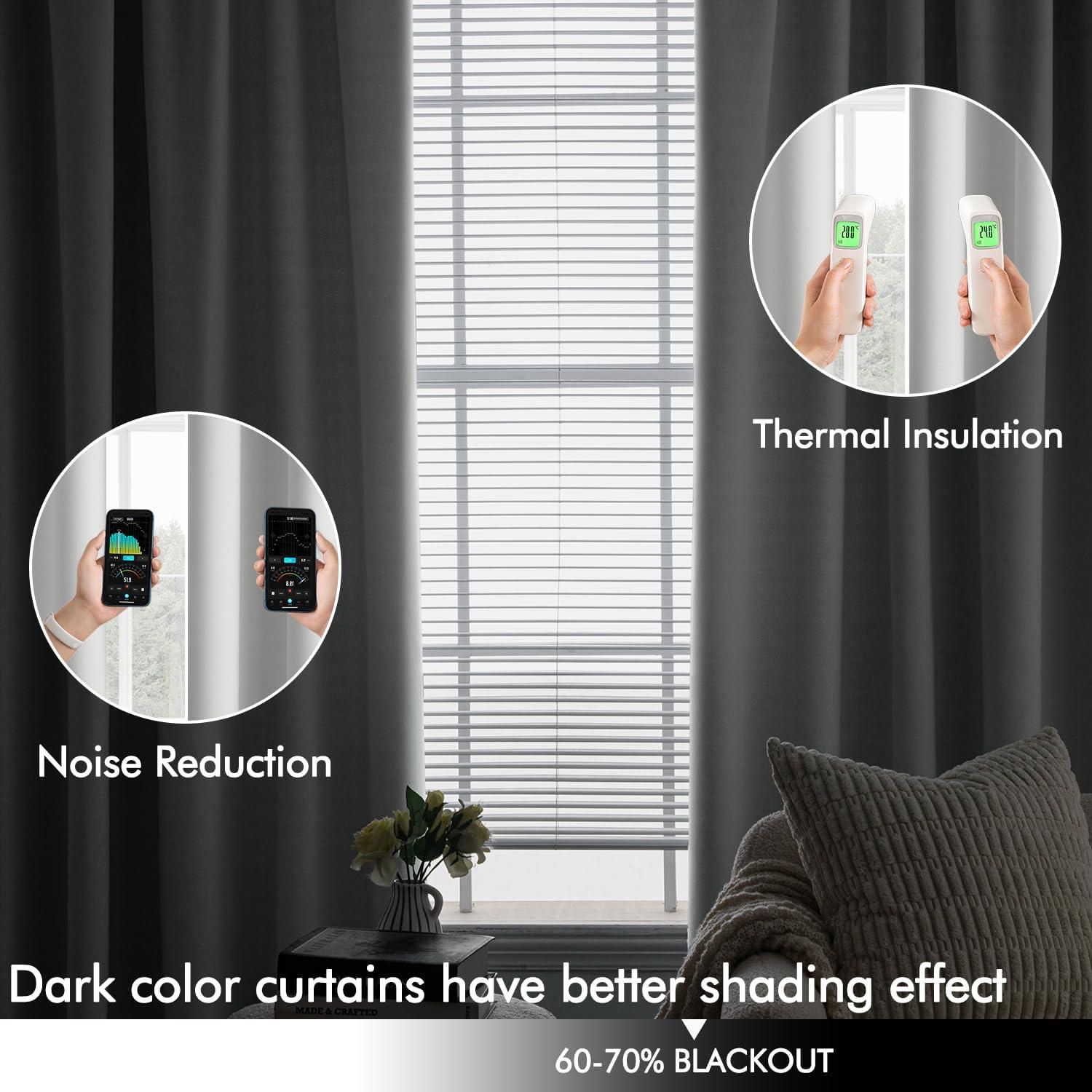 Hokku Designs Faux Linen 100% Blackout Curtains, 108" L, X 108 L, 2 Pieces