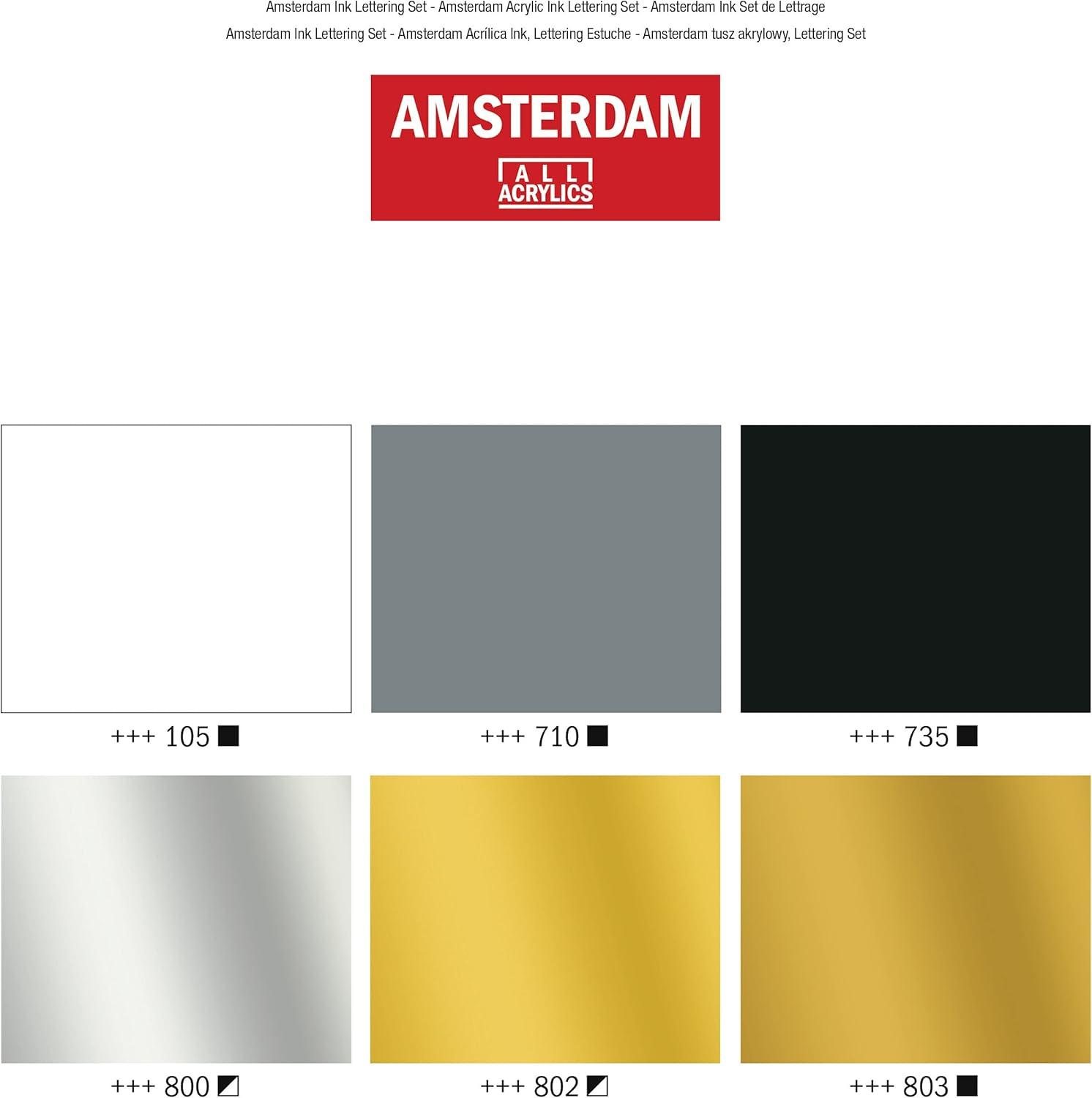 Amsterdam Acrylic Ink Lettering Set, 6-Colors