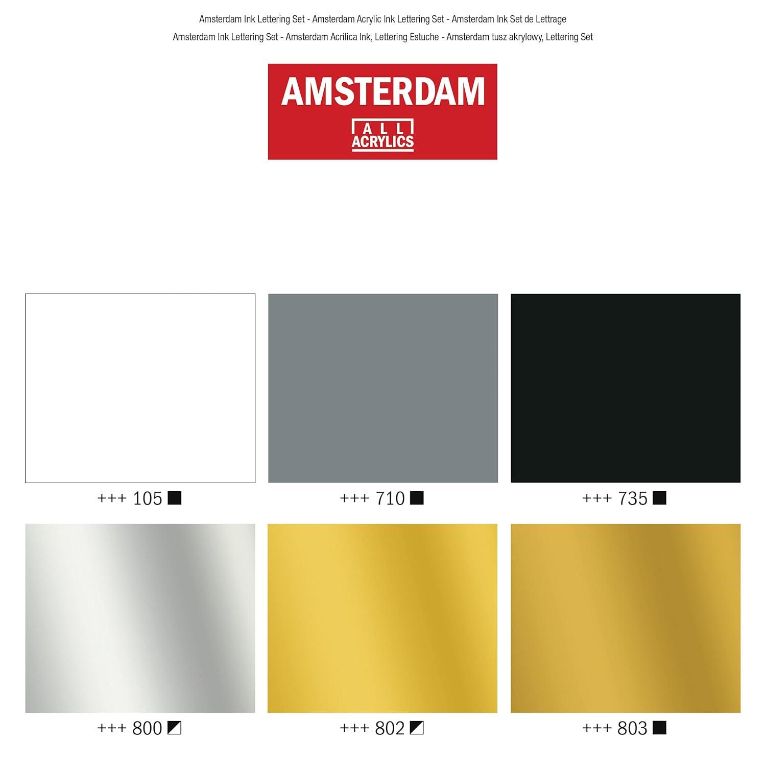 Amsterdam Acrylic Ink Lettering Set, 6-Colors