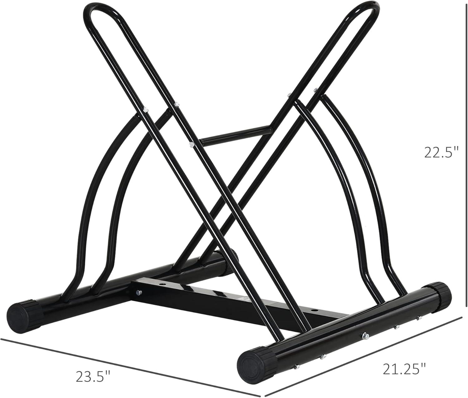 Soozier Bike Rack Floor Stand, 2 Bike Direction Adjustable Bicycle Park for Garage, Free Standing Storage