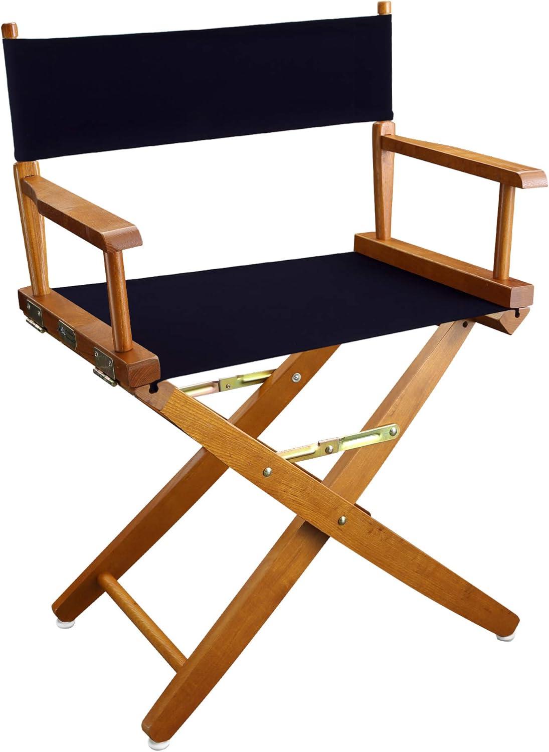 Mission Oak Extra-Wide 18" Director's Chair with Navy Canvas