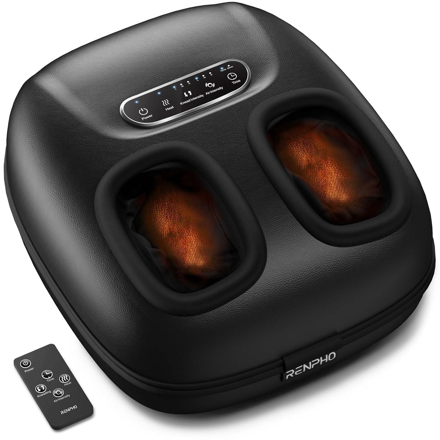 Renpho Shiatsu Foot Massager with Heat for Tired Foot Blood Circulation up to size 11, Black,Fathers Day & Birthday Gifts for Mom Dad Men