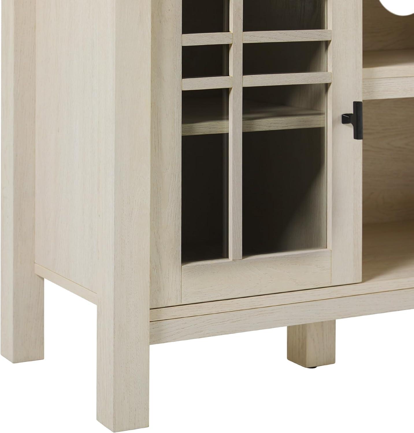 Walker Edison 58" Transitional 2-Door Windowpane TV Stand for TVs up to 65”, Ivory Oak