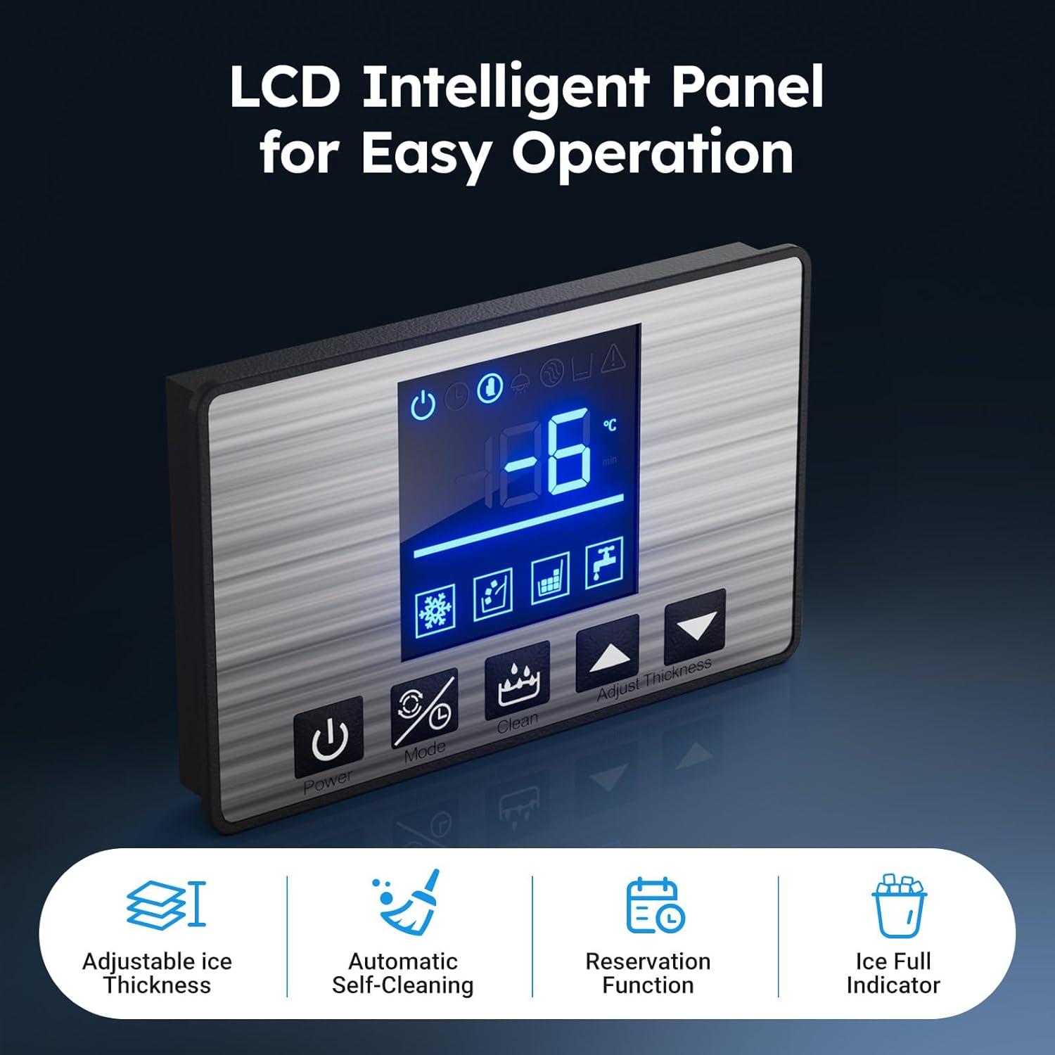 Commercial Ice Maker Machine, 550lb/24H Stainless Steel Ice Machine, 166lbs Ice Stora Capacity Freestanding Industrial Ice Maker