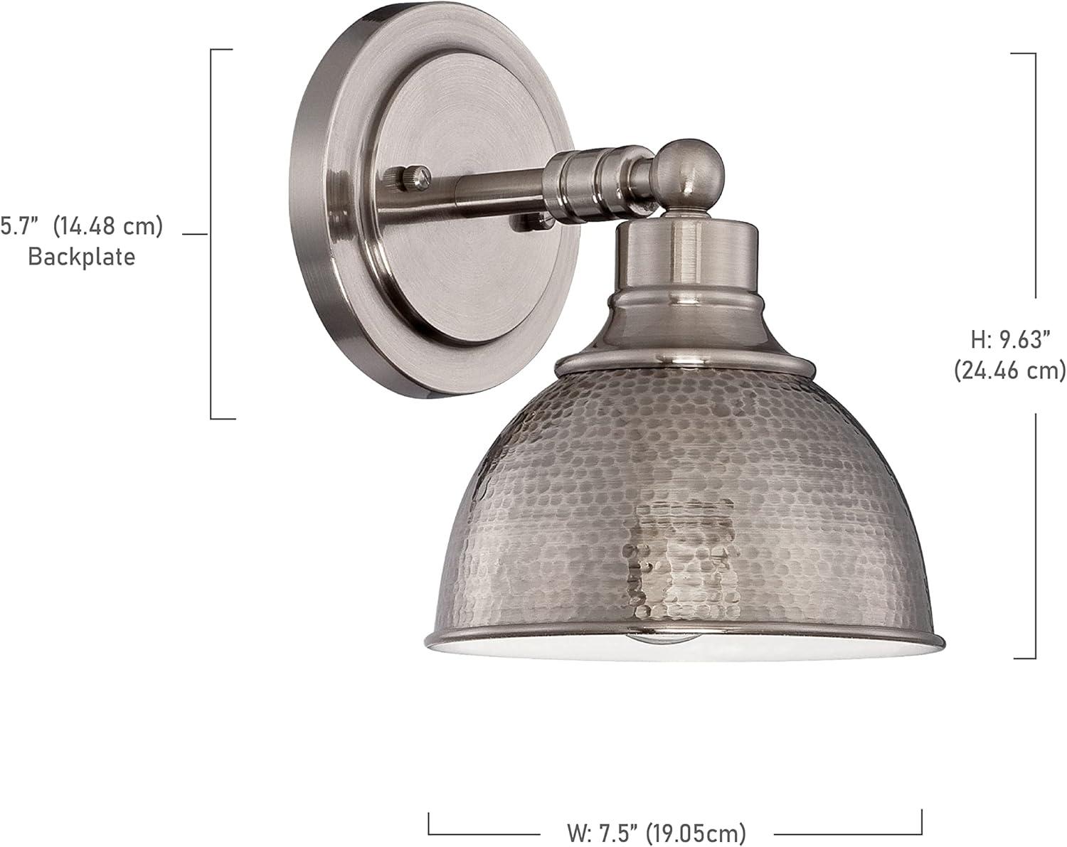 Timarron Rustic Country 7'' Nickel Wall Sconce with Bell Shade