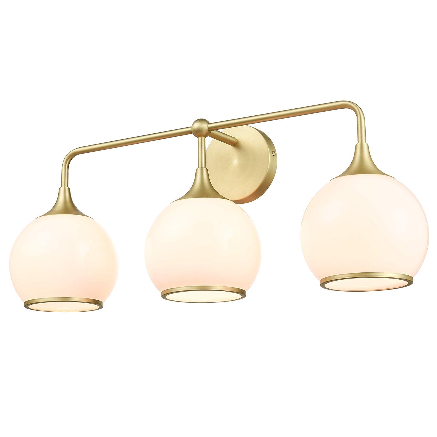 Light Society Lia 3-Light Vanity Light, Brushed Brass/Opal