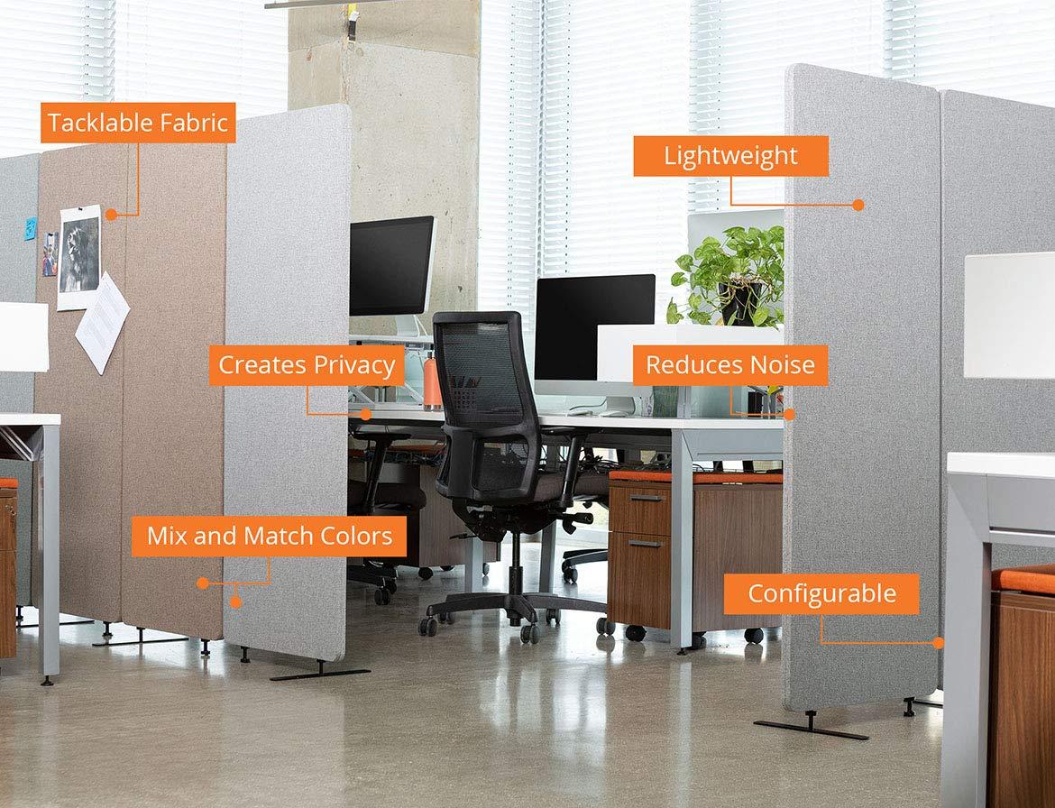 Stand Up Desk Store Fabric 3 Panel Desk Partition