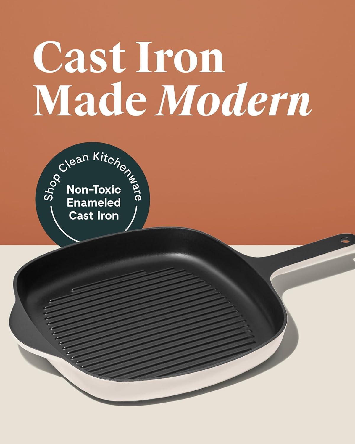 Caraway Home Enameled Cast Iron Grill Pan Light Mist