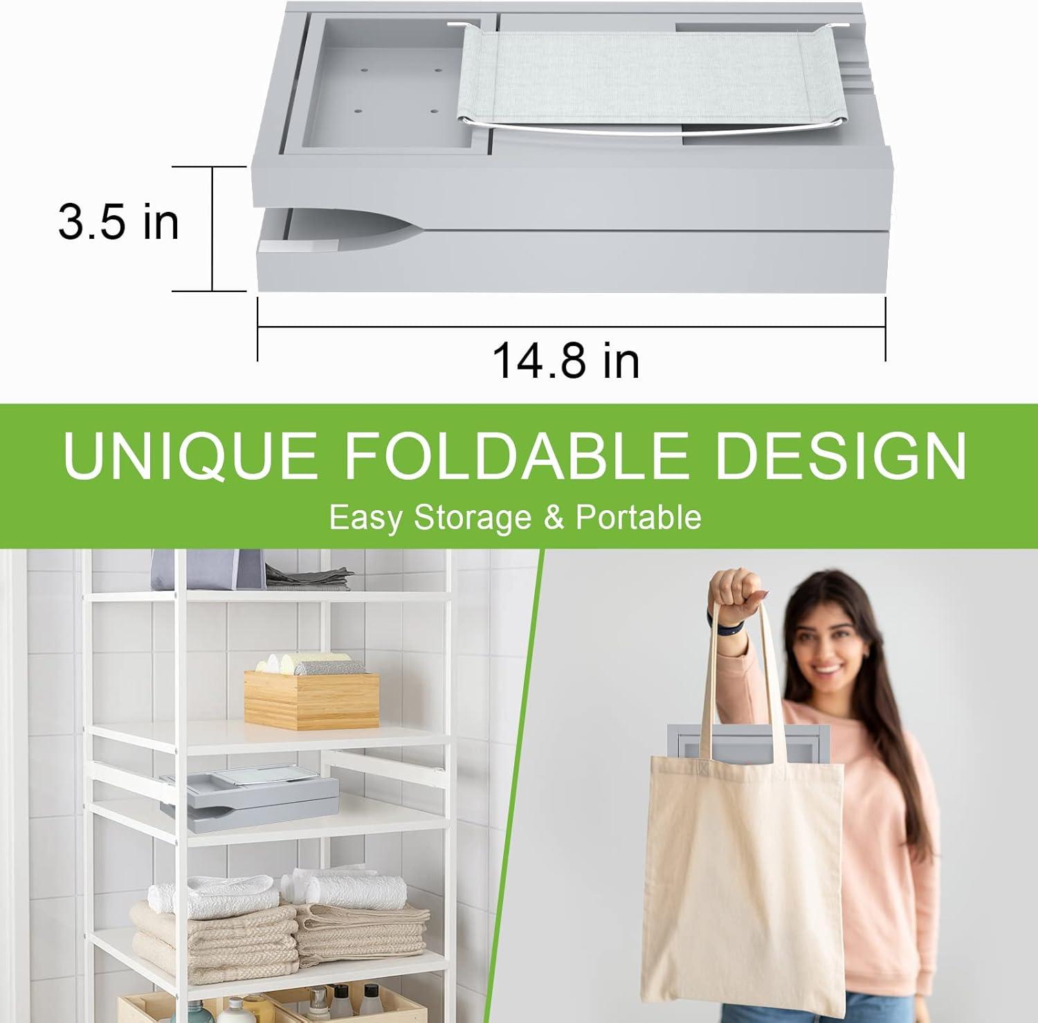 Artmalle Bathtub Tray Bath Caddy for Tub - Bamboo Adjustale Organizer Tray Bath Table for Bathroom, Foldable Luxury Tub Tray with Book Holder for Home Spa and Gift Choice, Gray