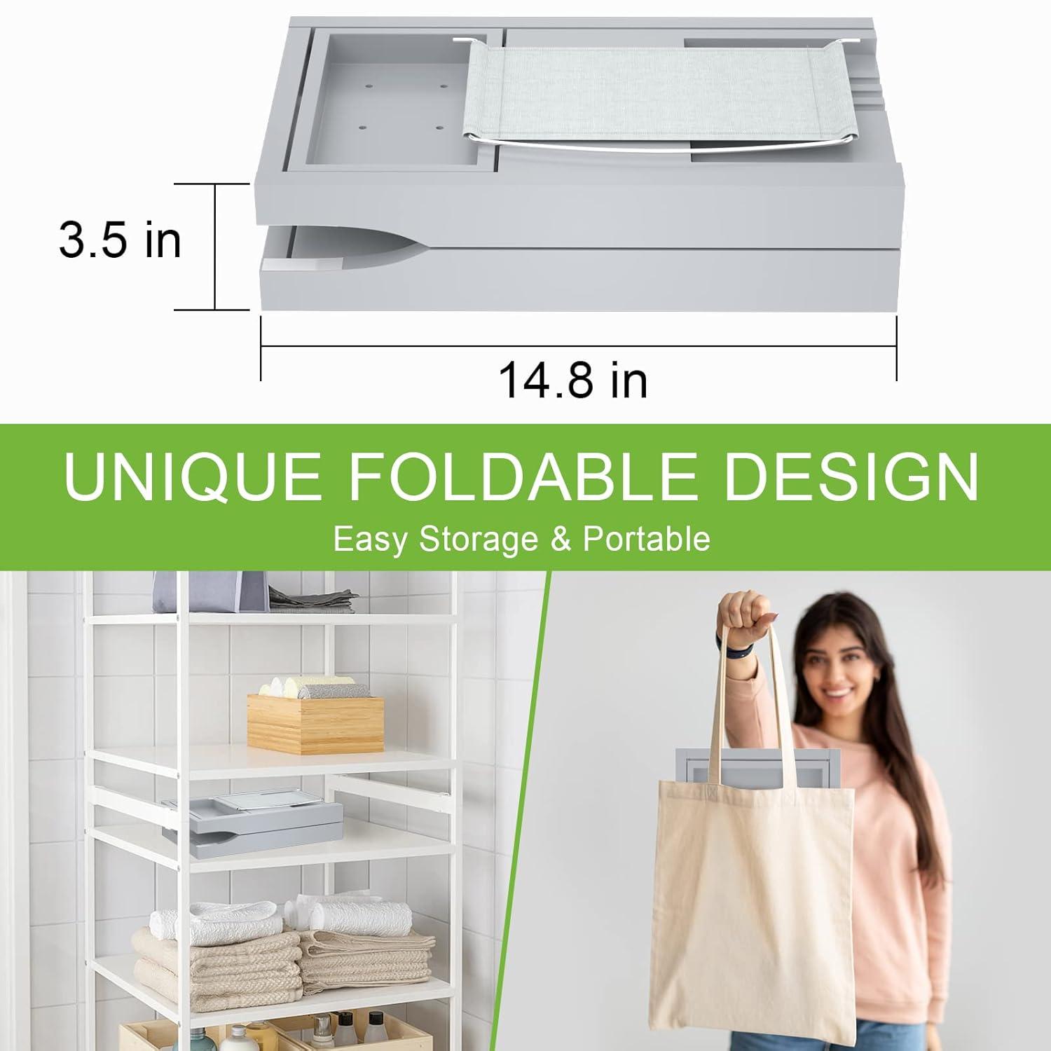 Artmalle Bathtub Tray Bath Caddy for Tub - Bamboo Adjustale Organizer Tray Bath Table for Bathroom, Foldable Luxury Tub Tray with Book Holder for Home Spa and Gift Choice, Gray