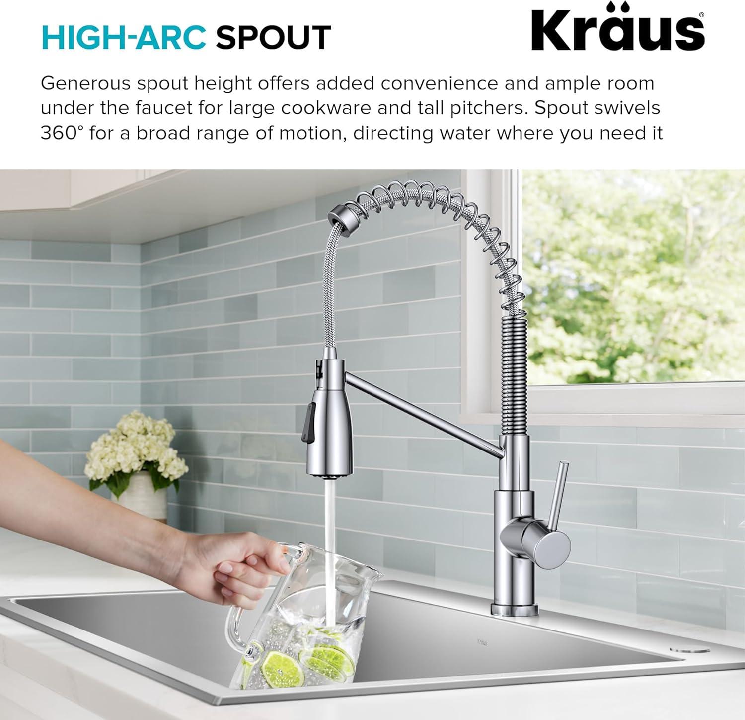KRAUS Bolden Commercial Style 2-Function Single Handle Pull Down Kitchen Faucet