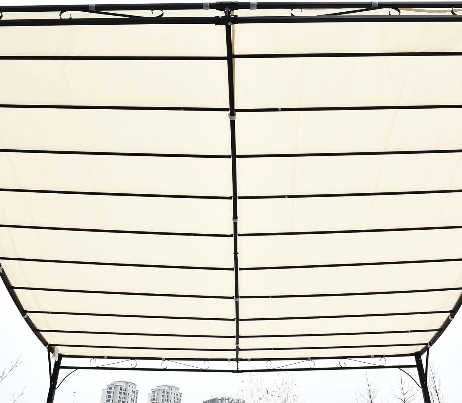 Cream White Steel Outdoor Pergola Gazebo with Weather-Resistant Canopy