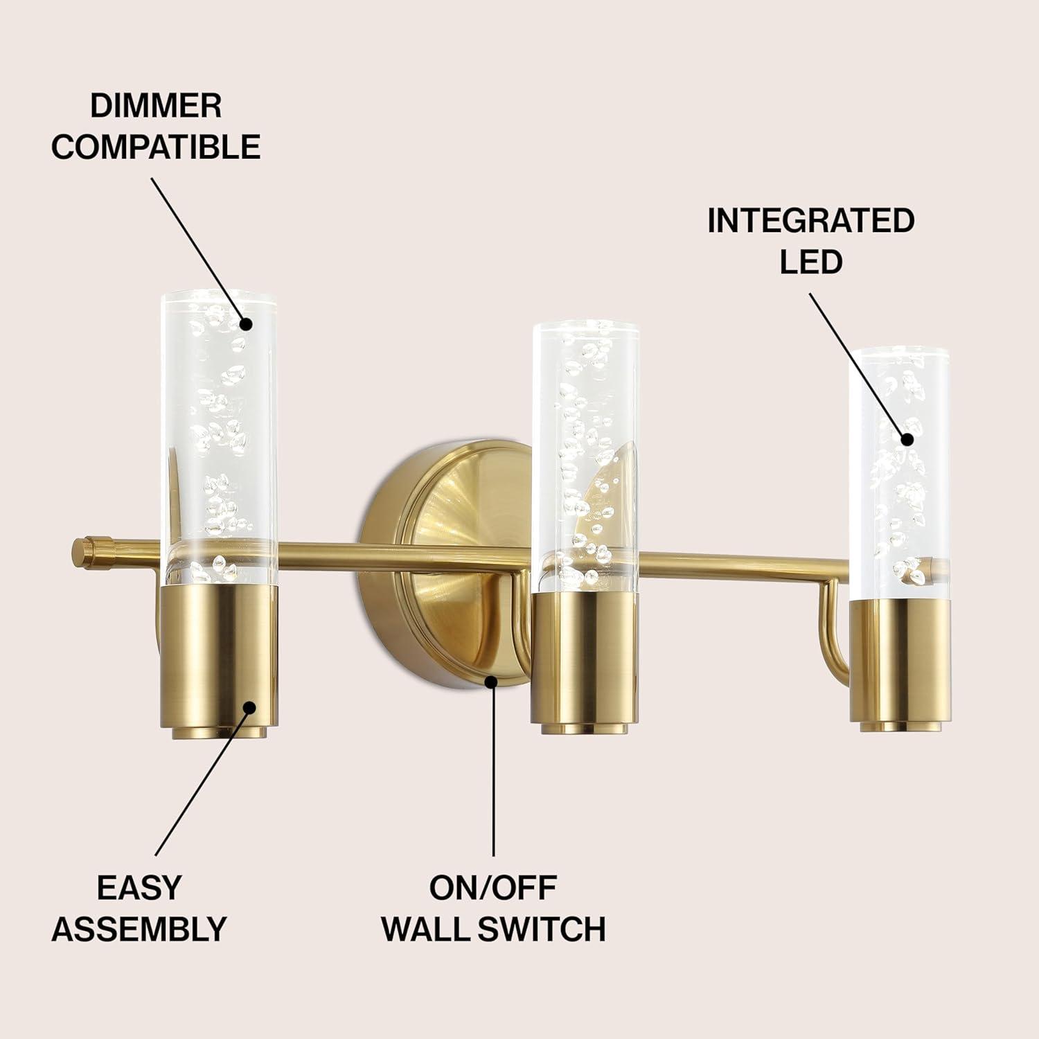 JONATHAN Y Bolha 18" 3-Light Minimalist Modern Bubble Acrylic/Iron Integrated LED Vanity Light, Black