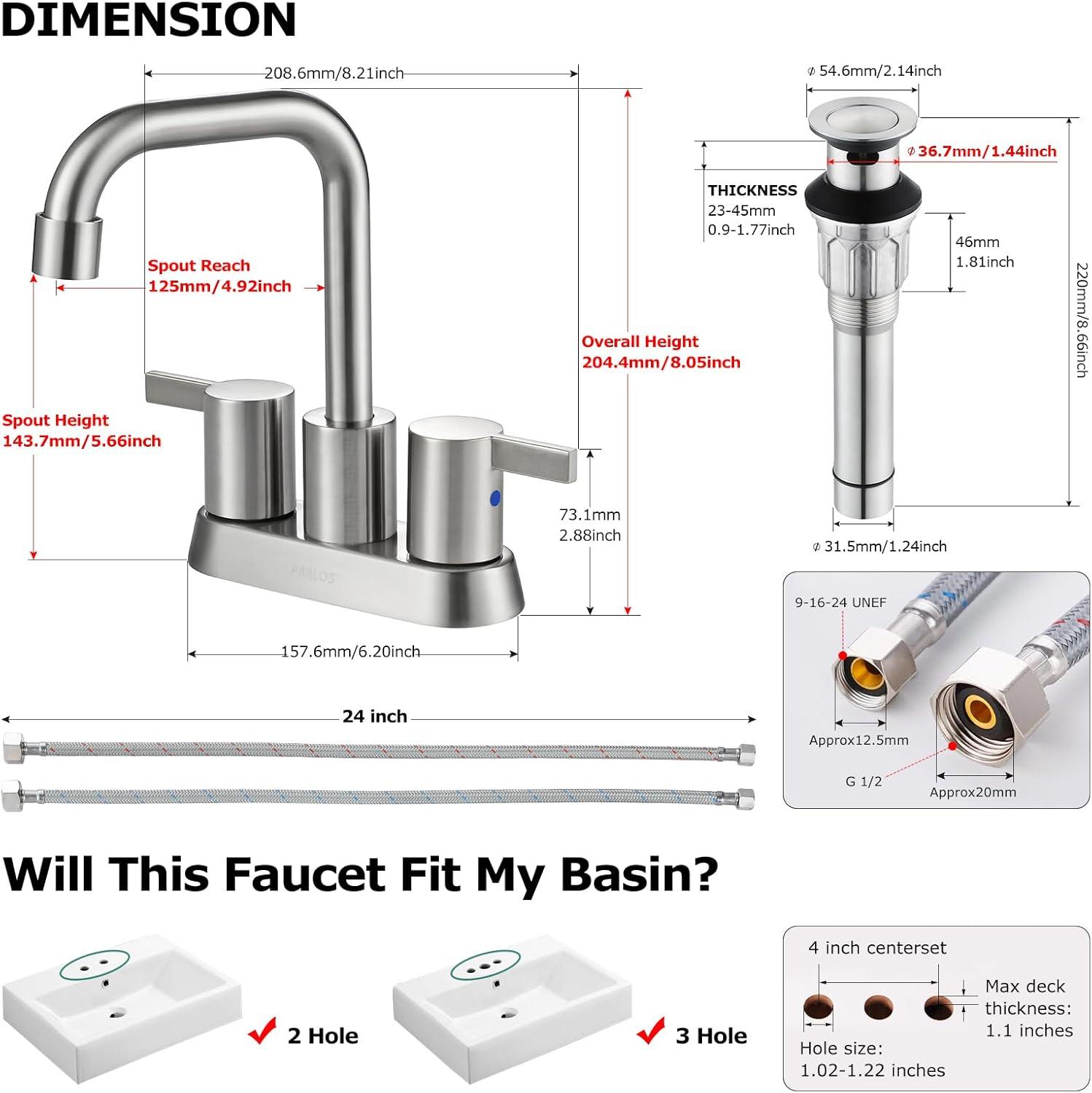 Centerset 2-handle Bathroom Faucet with Drain Assembly