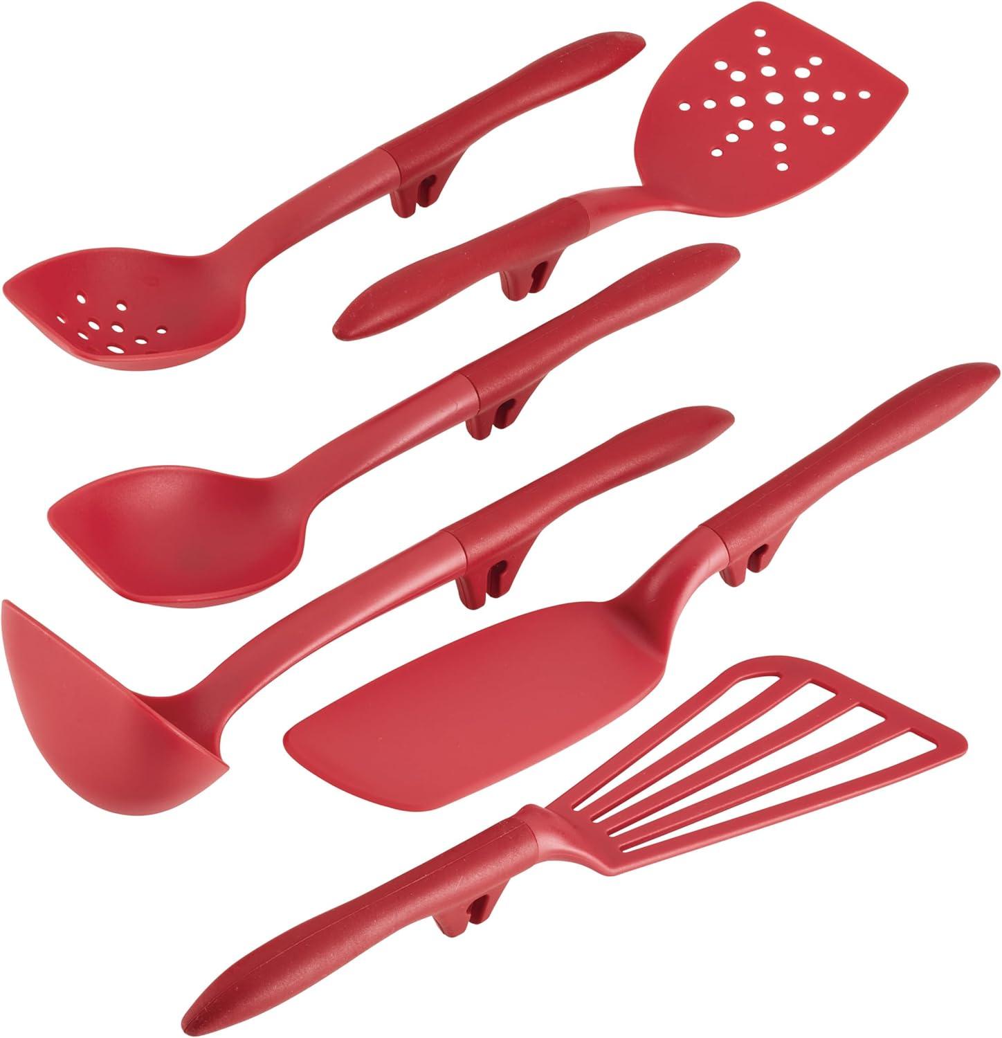 Red 6-Piece Nonstick Nylon Kitchen Utensil Set