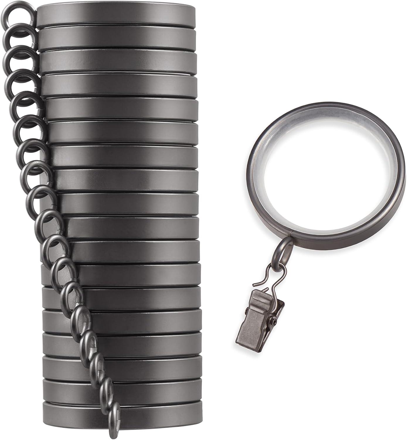 MODE Cambria Designer Series 2 inch Premium Easy Glide Metal Curtain Rings with Smooth, Quiet Nylon Inserts