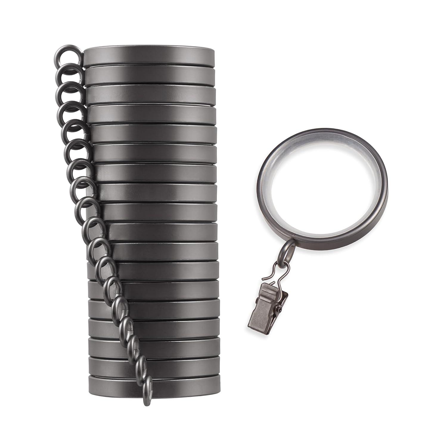 MODE Cambria Designer Series 2 inch Premium Easy Glide Metal Curtain Rings with Smooth, Quiet Nylon Inserts