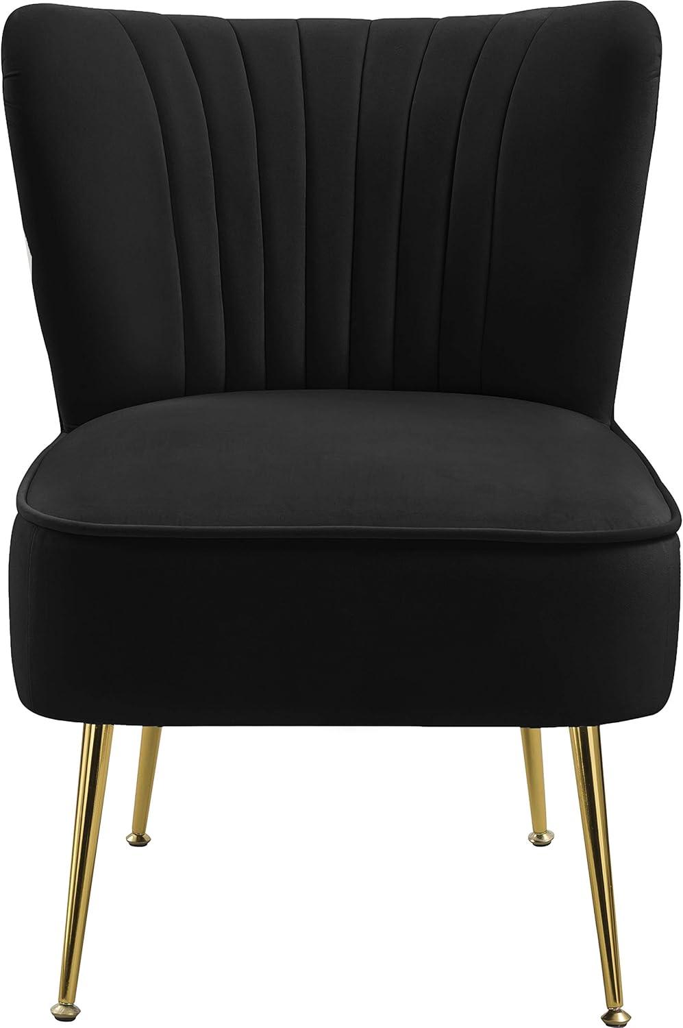 Meridian Furniture Tess Gray Velvet Accent Chair with Gold Legs