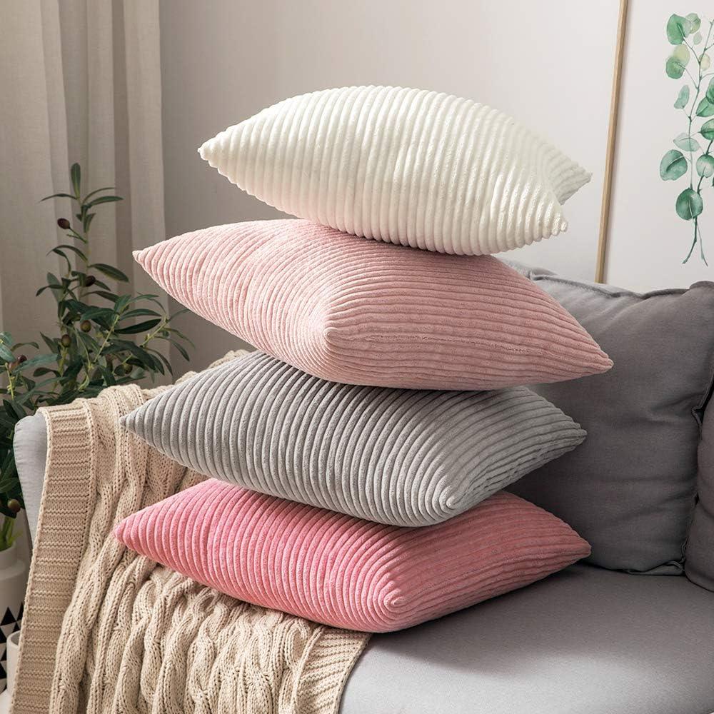 MIULEE Pack of 2, Corduroy Soft Soild Decorative Square Throw Pillow Covers Set Cushion Cases Pillowcases for Sofa Bedroom Car 18 x 18 Inch 45 x 45 cm