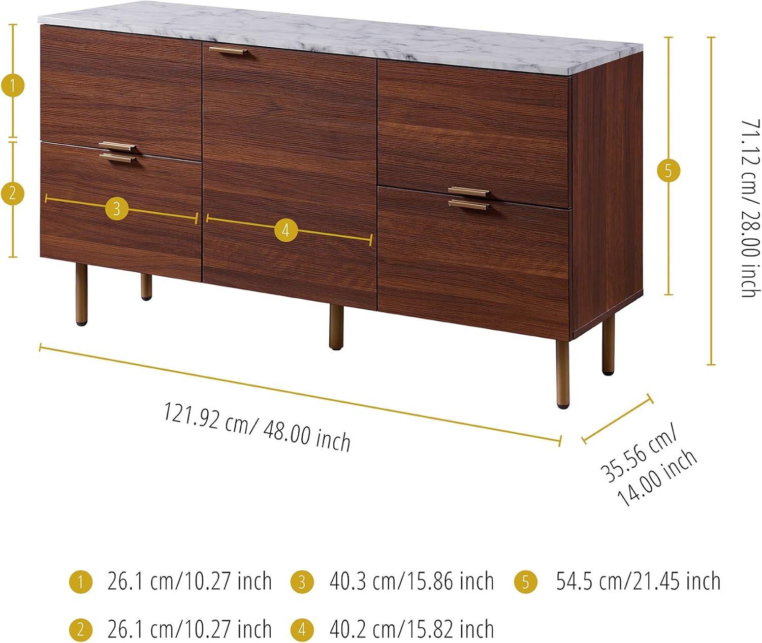 Wrought Studio™ Pinecone 48" Storage Cabinet Sideboard with Marble Effect