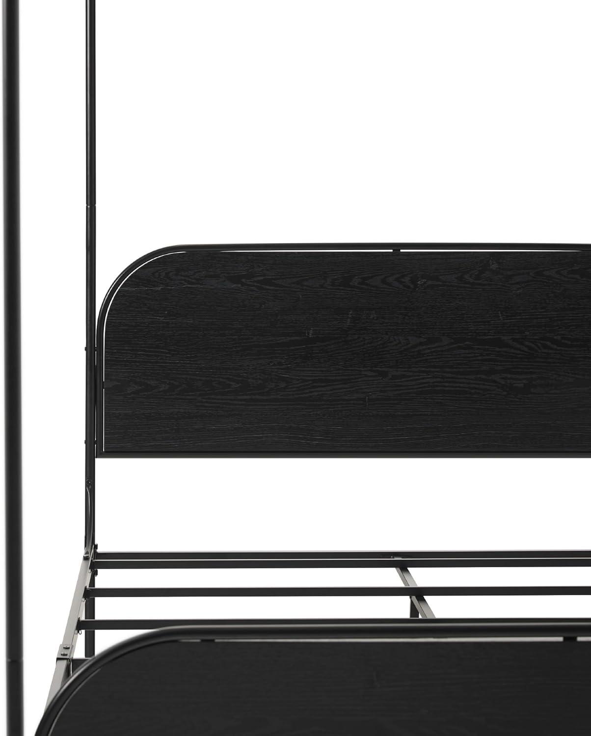 Walker Edison Modern Metal and Wood Canopy Queen Bed Frame, Black