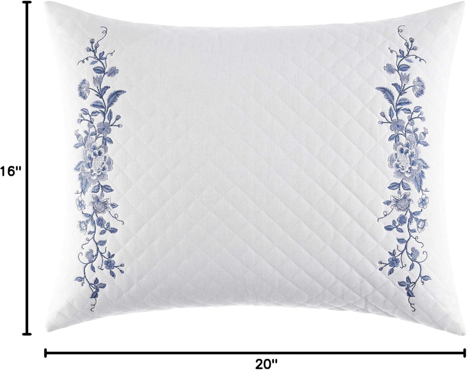 16"x20" Charlotte China Throw Pillow Blue - Laura Ashley: Cotton & Linen Blend, Botanical Pattern, Indoor Use, Zippered