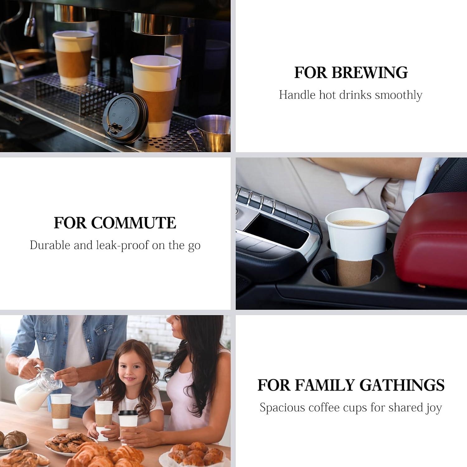 FAST APPLIANCES LLC Paper Cups,Cups,Disposable Cups 100 Pack 12 Oz Leak-Proof Coffee Cups With Lids And Sleeves Disposable Paper To Go Hot Coffee Cups For Home, Business, Office, Cafes And Parties