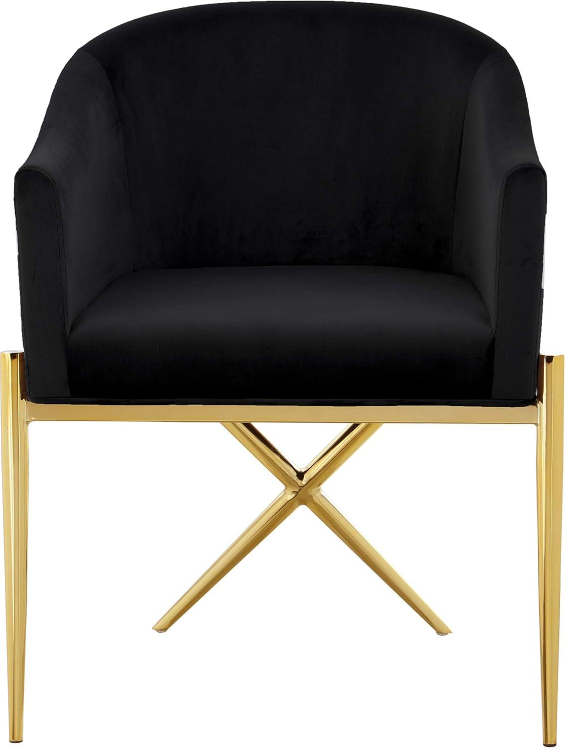 Xavier Black Velvet Gold Upholstered Arm Chair