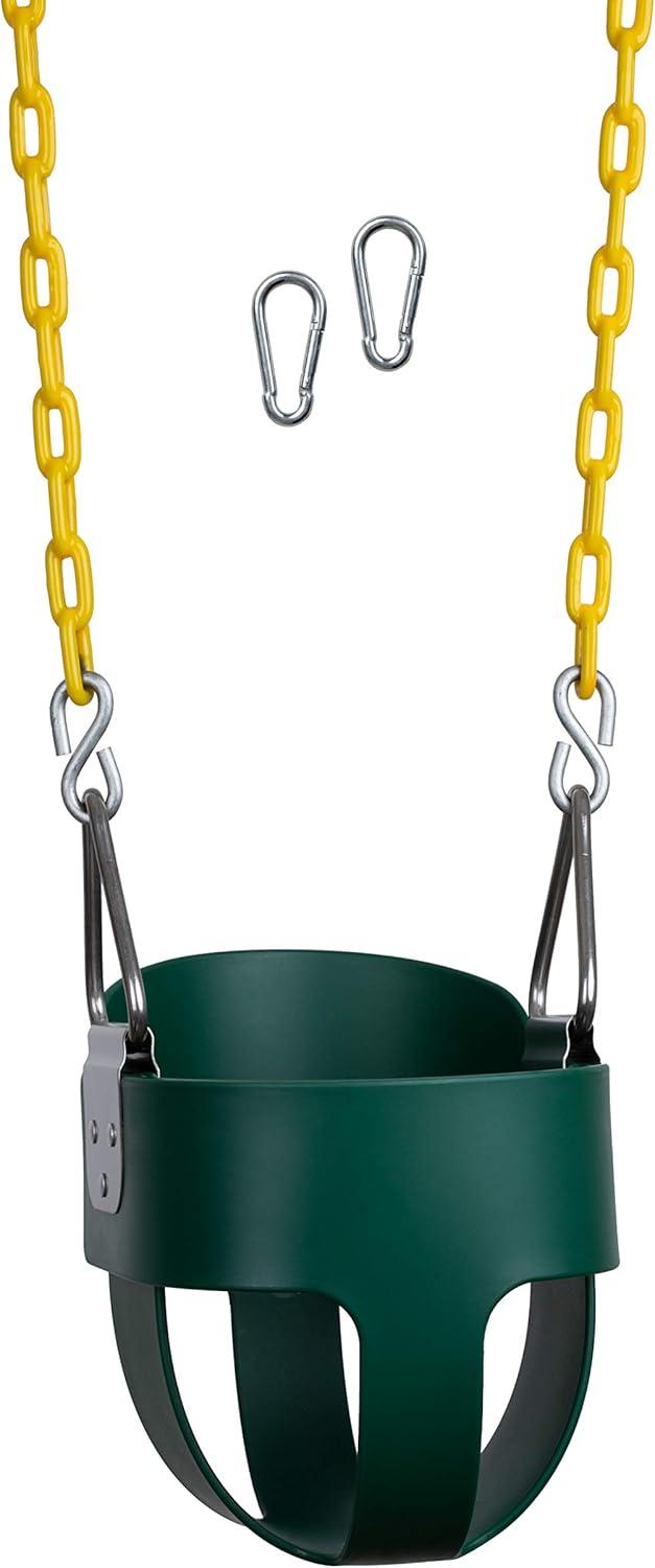 New Bounce Toddler/Baby Bucket Swing Seat - High Back Rust-Proof Swing - Green