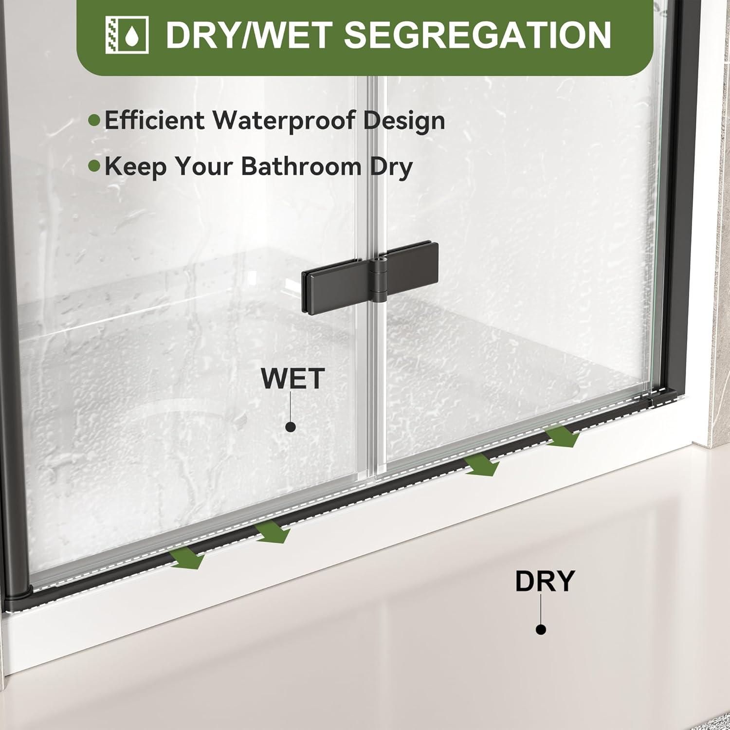 Bifold Shower Door, 31-32" W × 72" H Frameless Bathroom Glass Folding Shower Doors, Reversible Installation, 1/4" (6mm) Clear Tempered Glass Door for Walk-in Shower, Matte Black