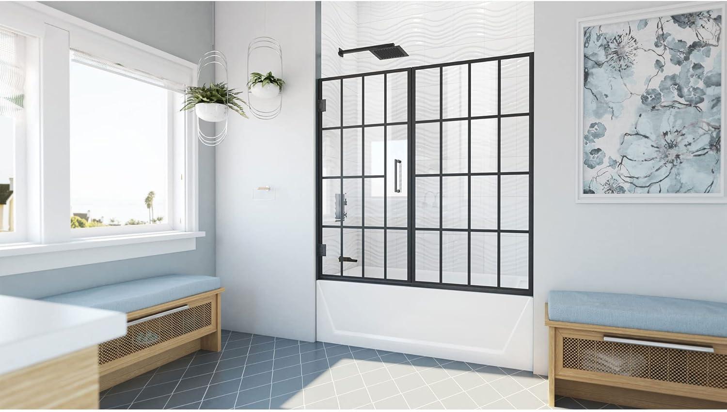 DreamLine Unidoor Toulon 58 in. W x 58 in. H Frameless Hinged Tub Door