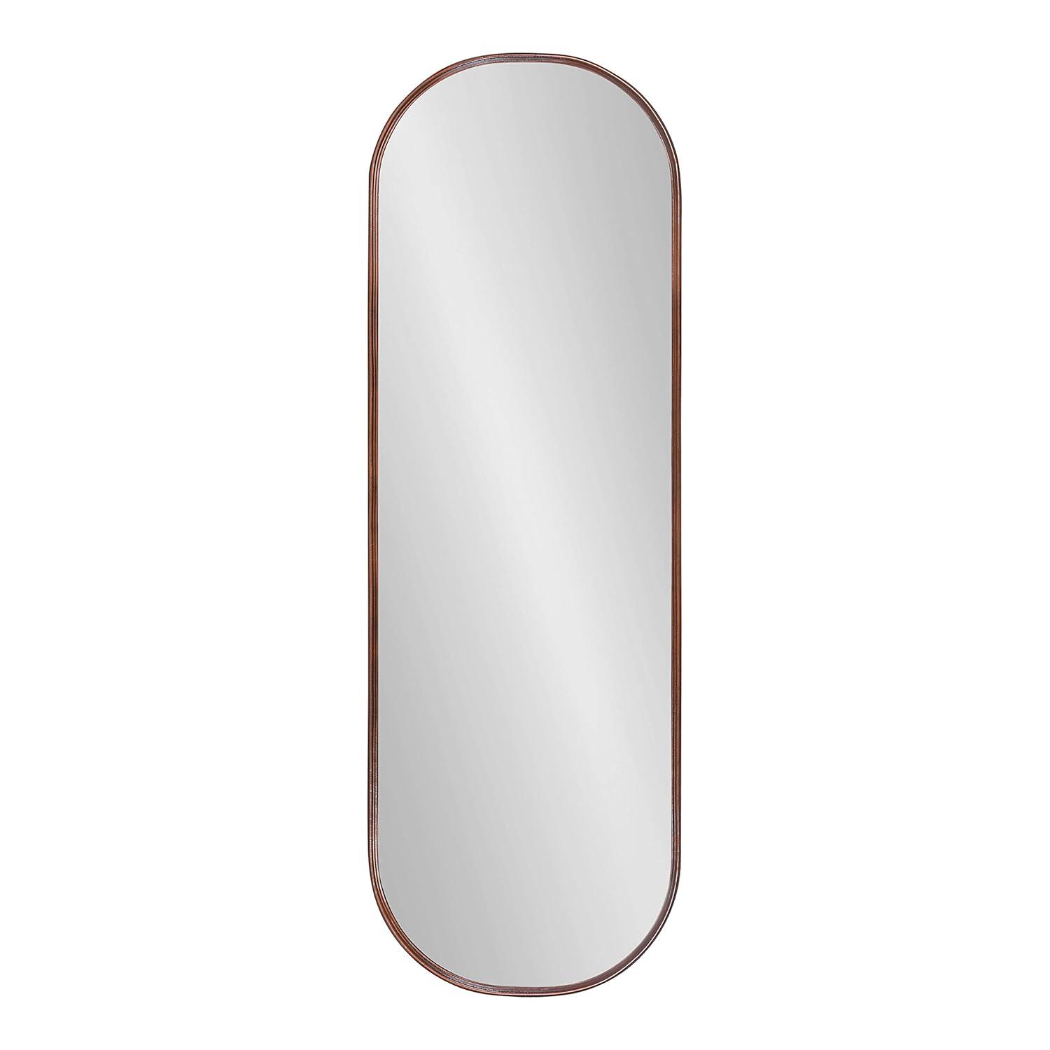 Kate and Laurel Caskill Modern Framed Capsule Mirror, 16 x 48, Bronze, Decorative Oval Accent Mirror for Wall