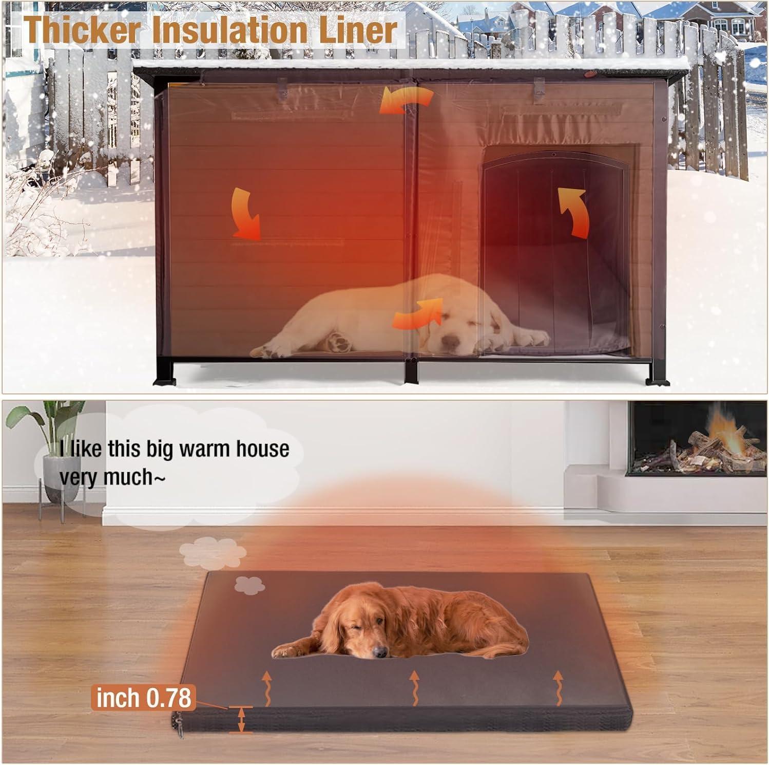 Aivituvin Insulated Outdoor Dog House with Insulated Liner, Winter Weatherproof Anti-Chewing Dog Kennel, Medium, Iron