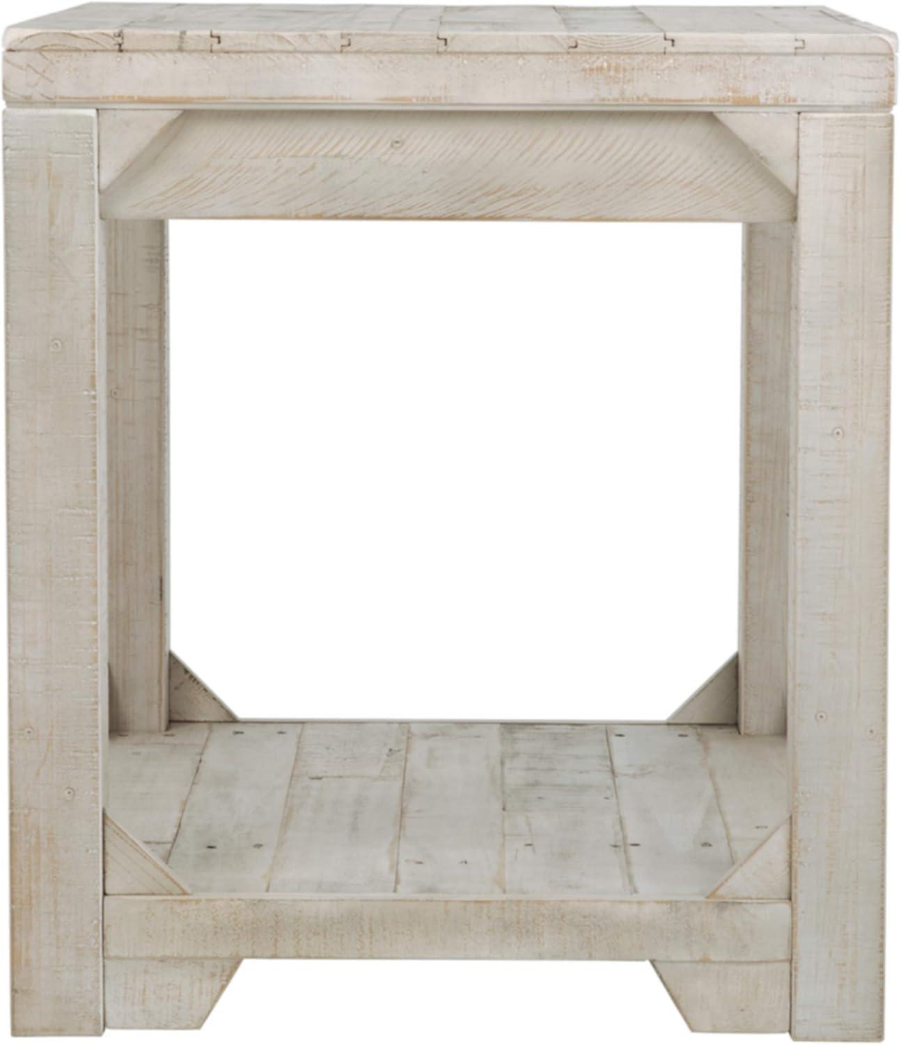 White Triangular Pine Wood Rectangular End Table