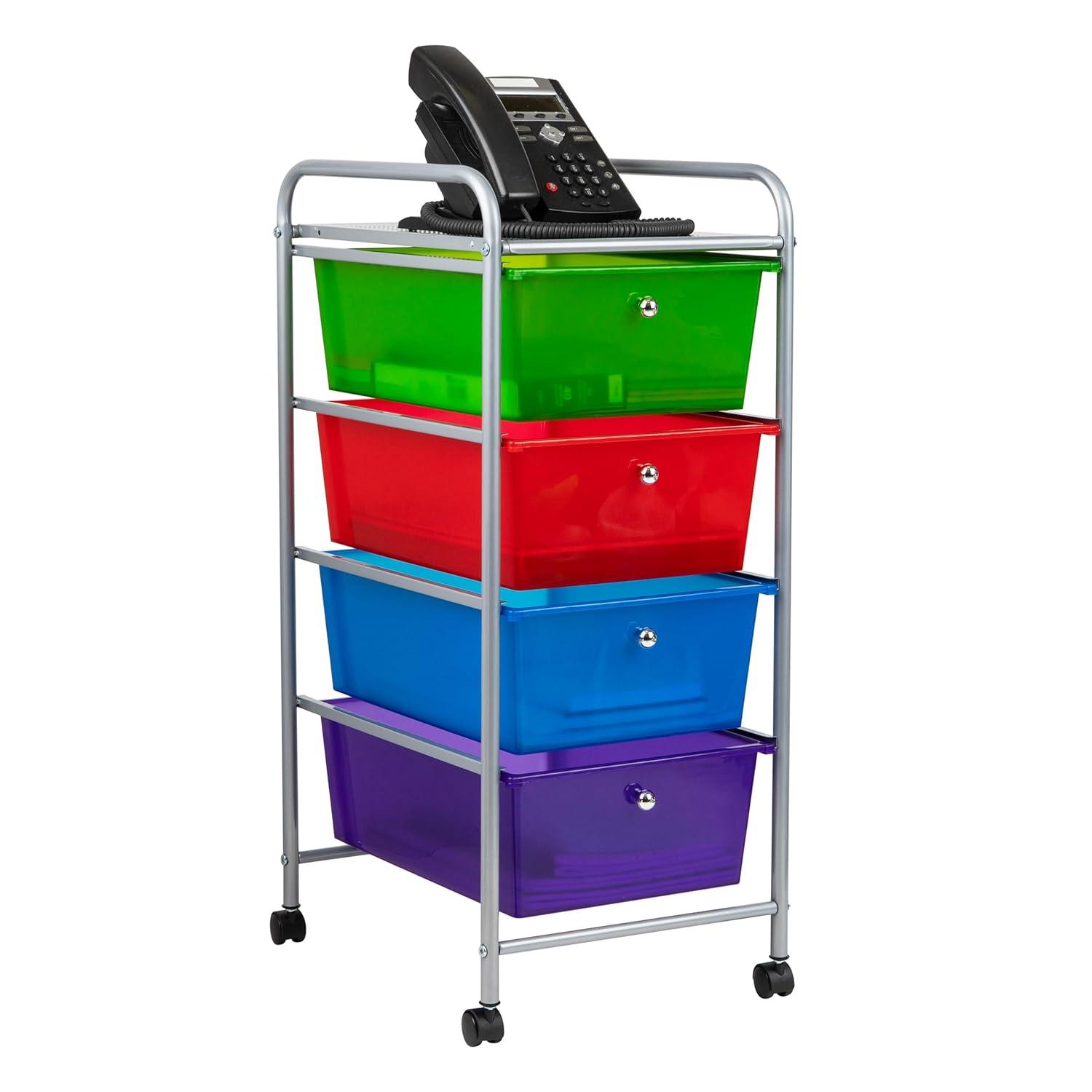 Mind Reader Mind Reader Rolling Cart with Drawers, Utility Cart, Craft Storage, Kitchen, Metal, 12.75"L x 15.25"W x 30"H