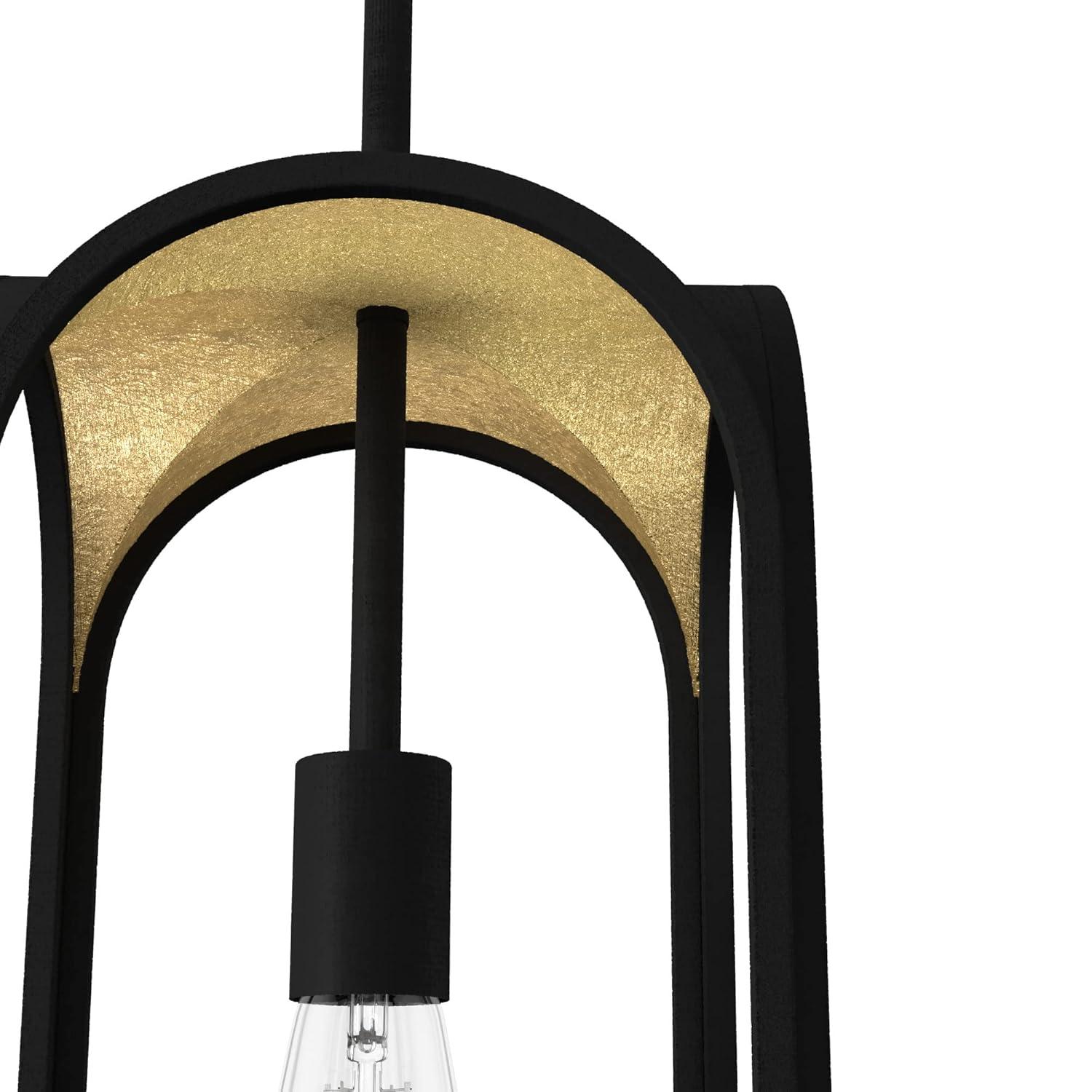 Dukestown 7.5" Mini Pendant in Natural Black Iron with Gold Leaf