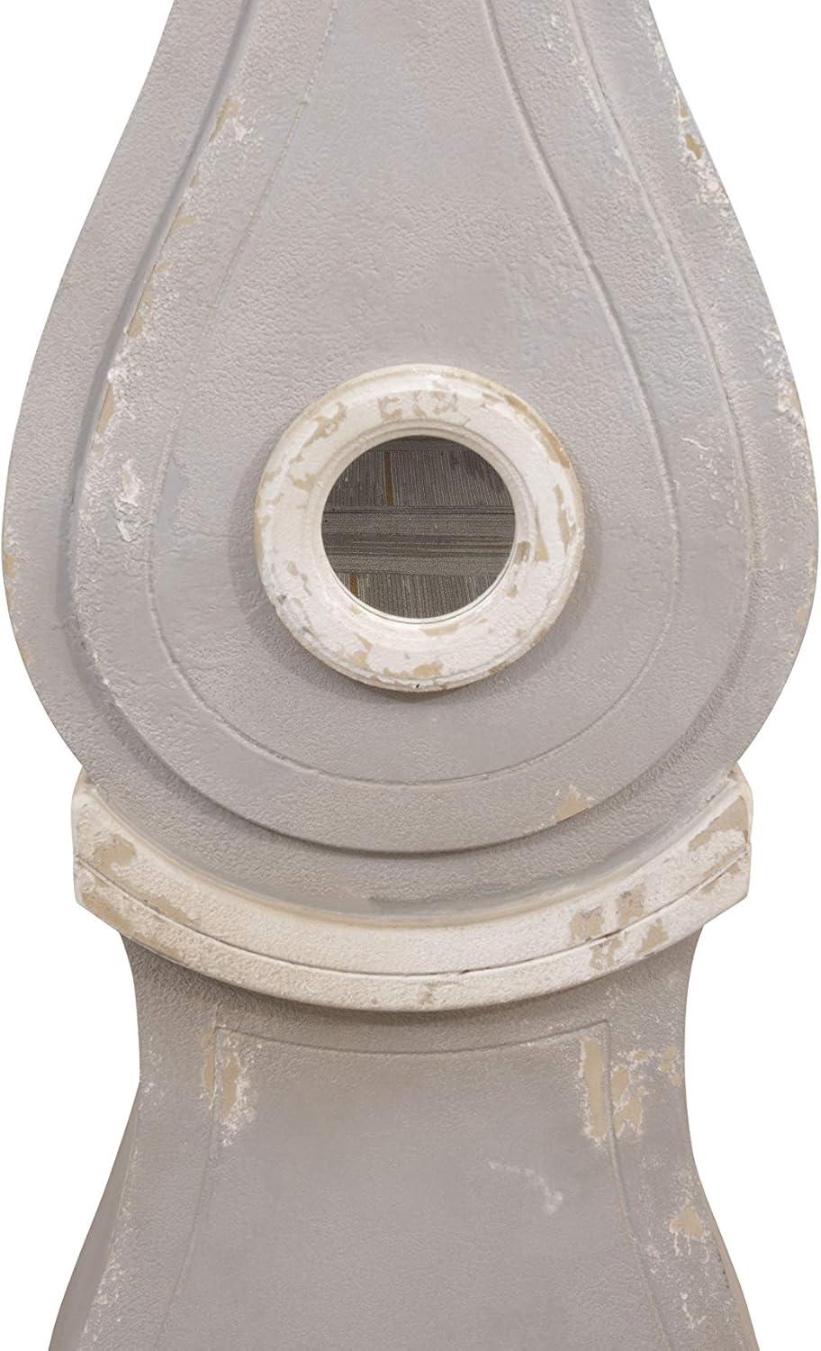 Distressed Gray Wood Grandfather Style Wall Clock