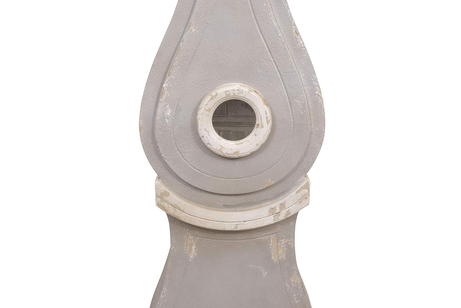 Distressed Gray Wood Grandfather Style Wall Clock