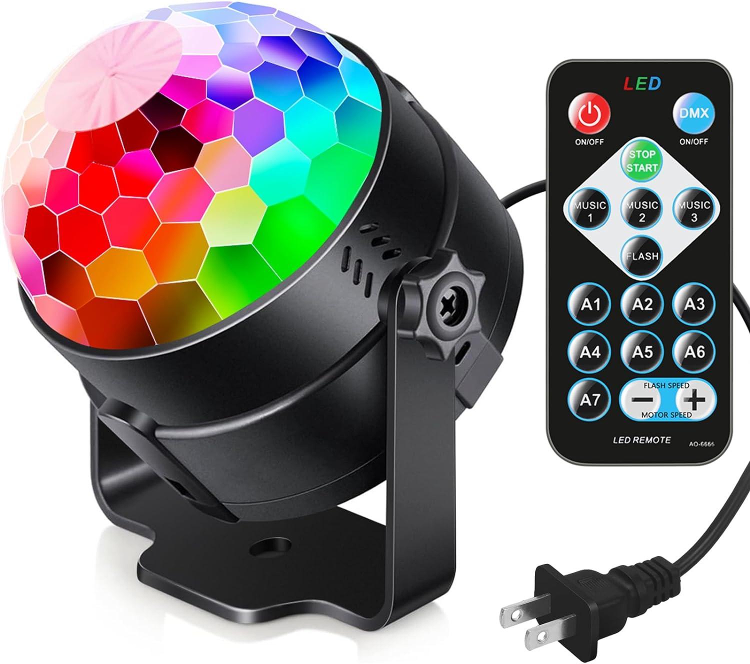 Luditek Disco Lights Wall Mount RGB Disco Ball Light, Sound Activated, 7 Modes