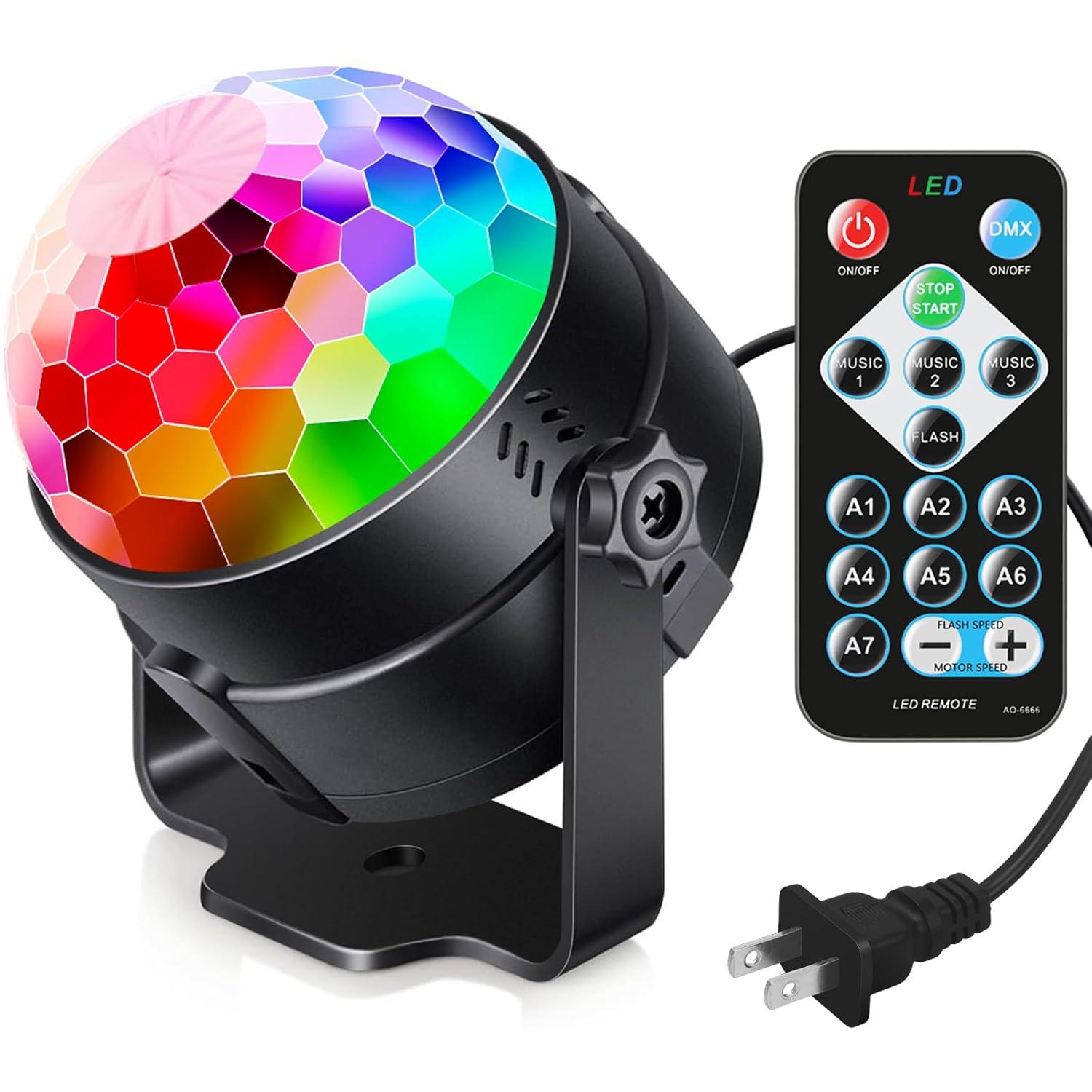 Luditek Disco Lights Wall Mount RGB Disco Ball Light, Sound Activated, 7 Modes