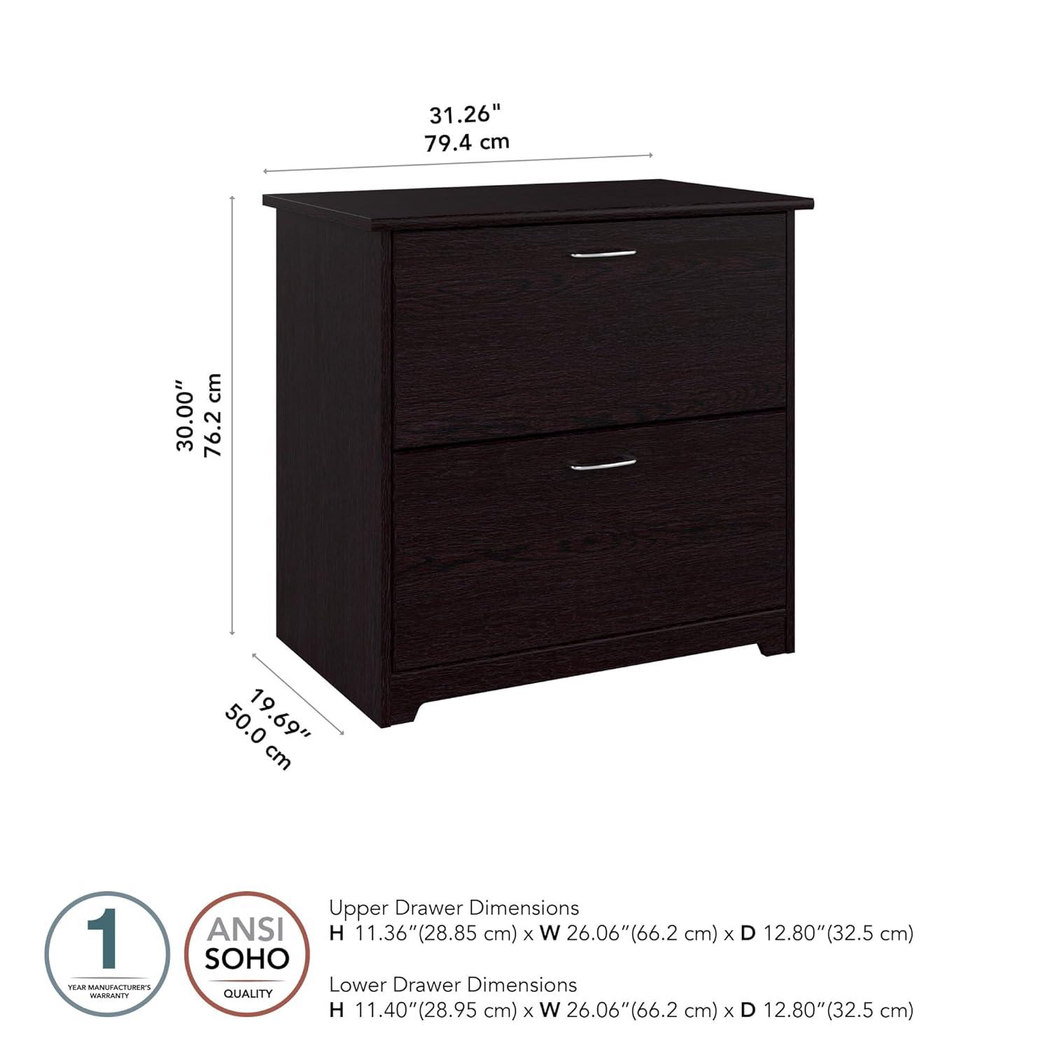 Bush Furniture Cabot Lateral File Cabinet, 2 Drawer, Espresso Oak