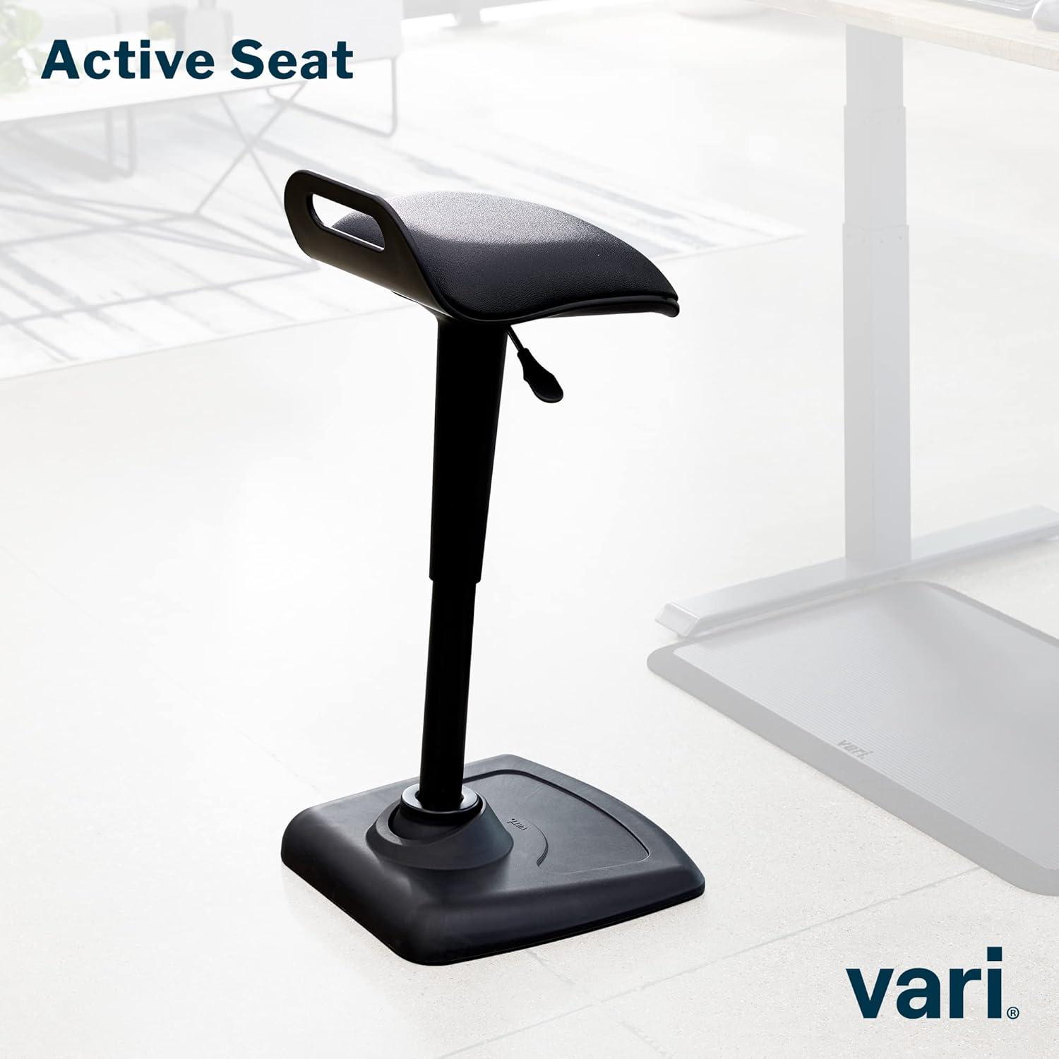 Black Vinyl Adjustable Standing Desk Stool with Cushioned Seat