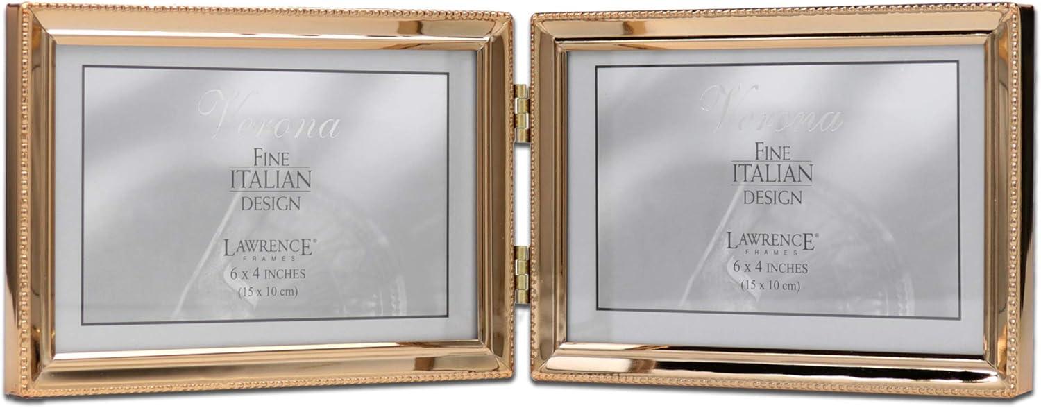 Classic Beaded Gold Glass Tabletop & Wall Picture Frame, 12.4" x 4.21"