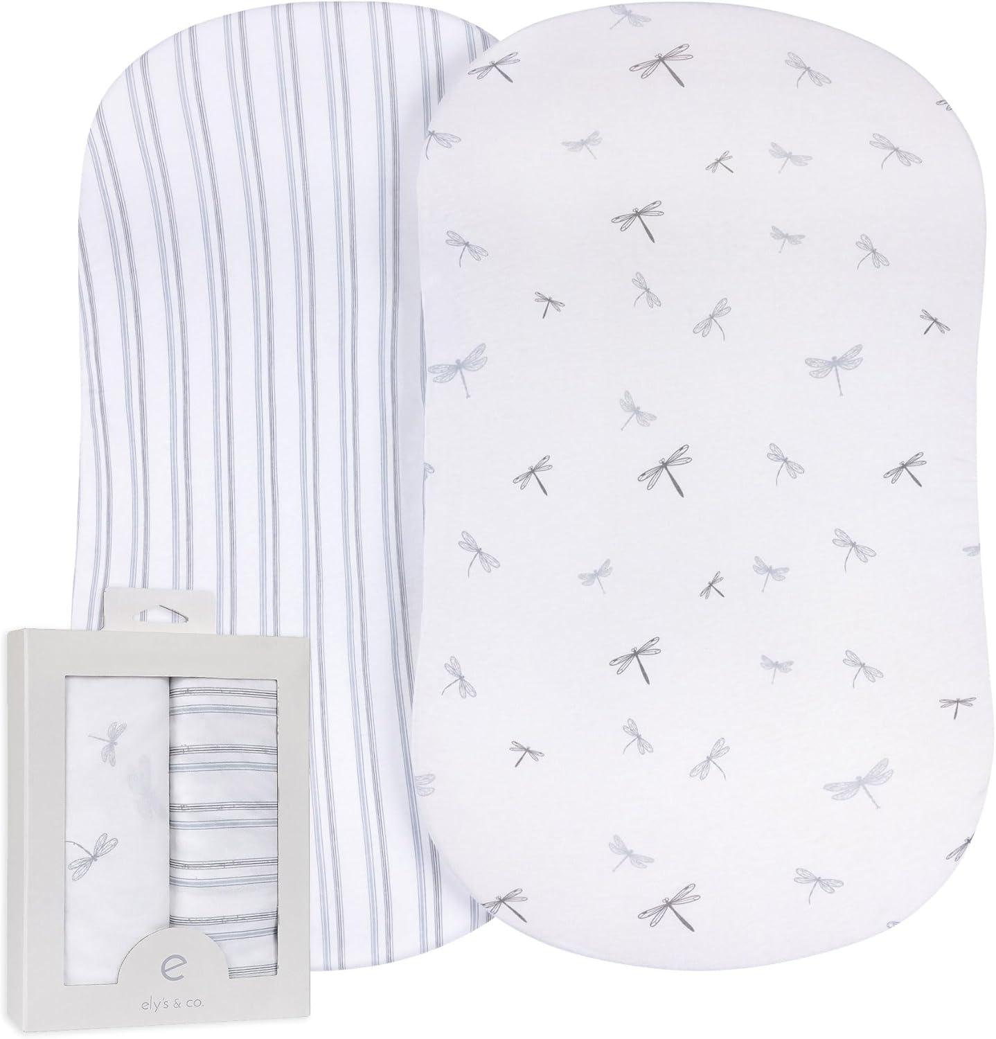 Ely's & Co. Baby Fitted Bassinet Sheet 100% Combed Jersey Cotton for Baby Boy 2 Pack