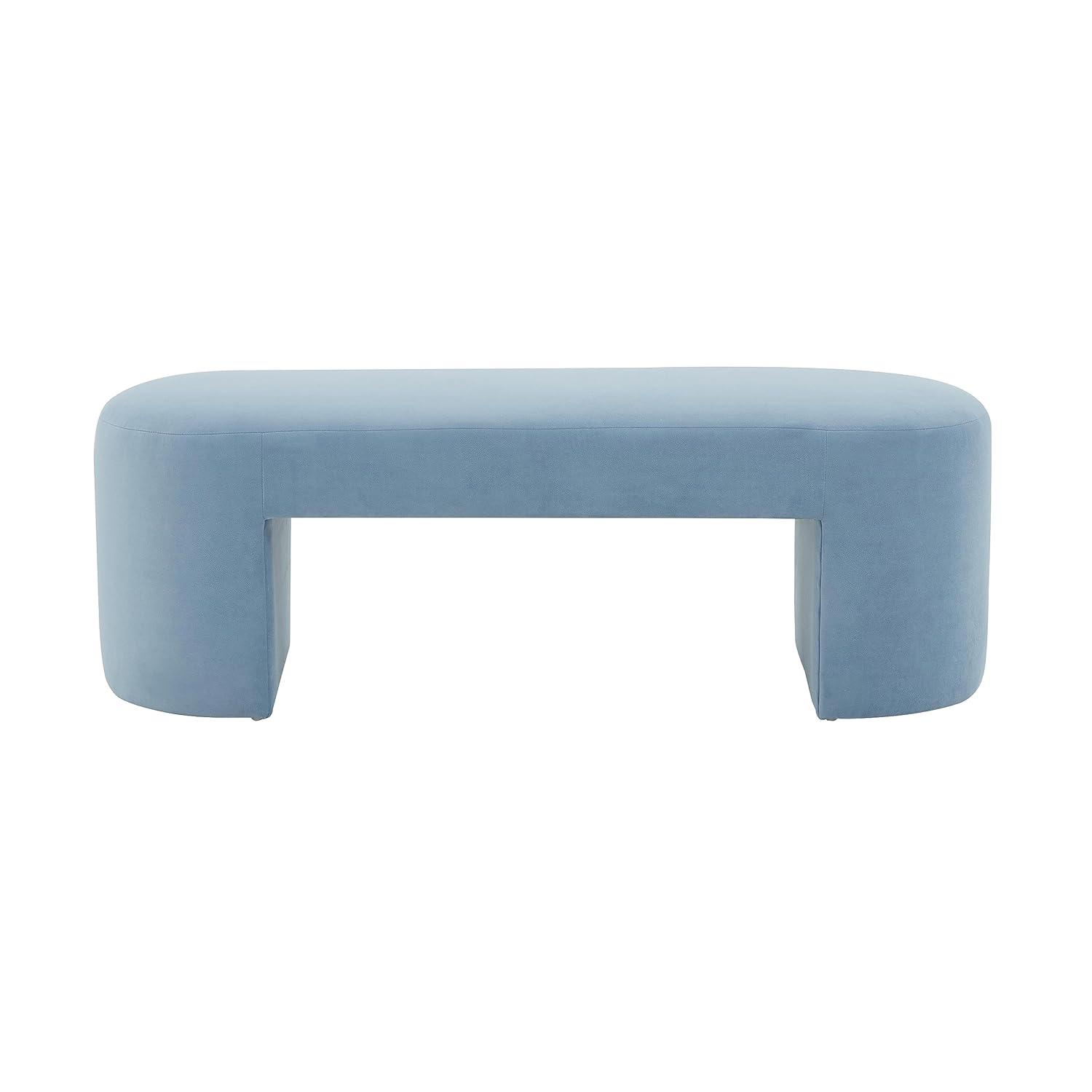 Elena Light Blue Velvet Contemporary Bench