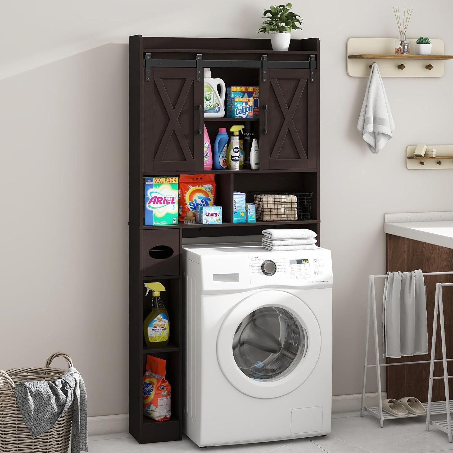 Espresso Over-The-Toilet Storage Cabinet with Adjustable Shelving