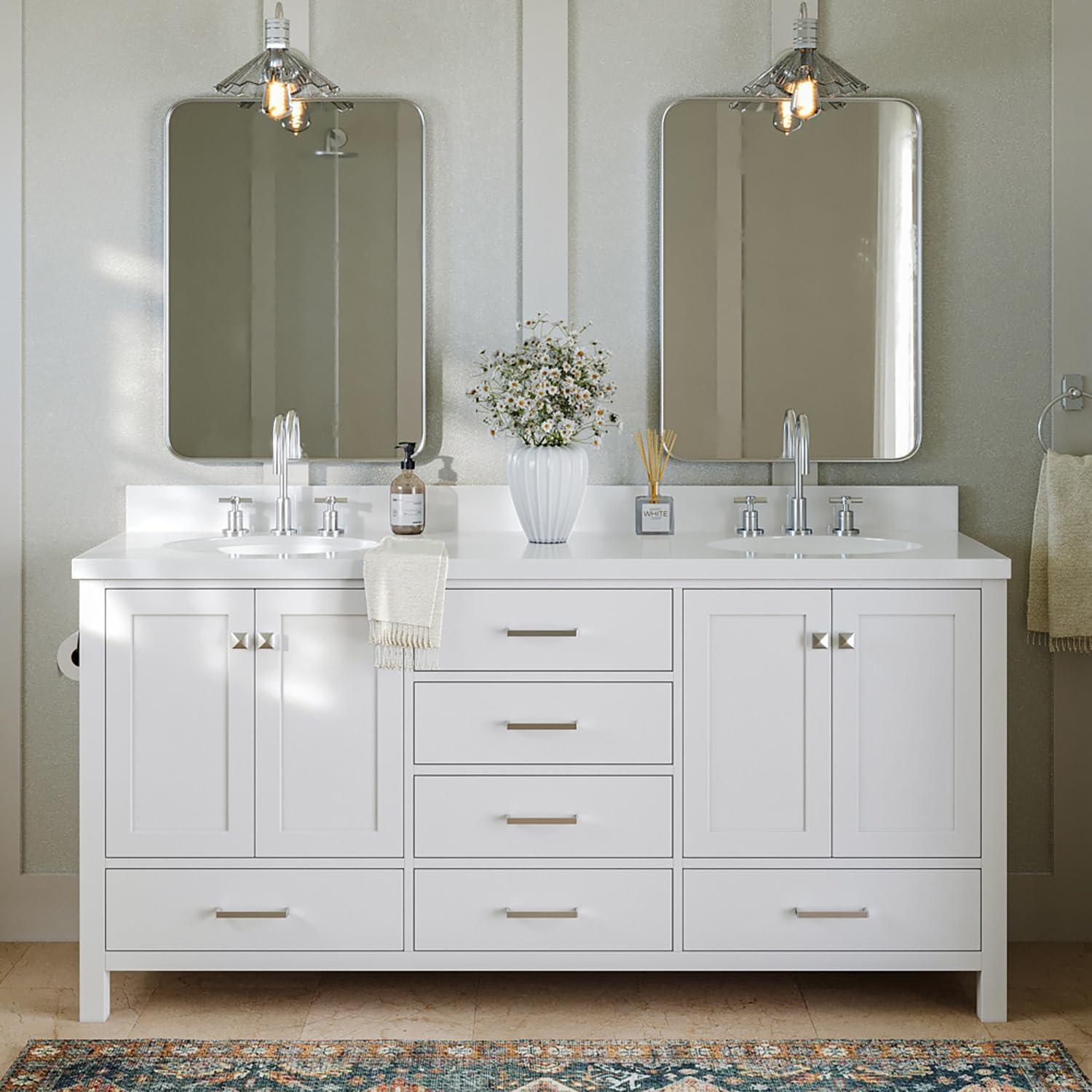 Ariel A073d-Bc Cambridge 72" Double Free Standing Vanity Cabinet Only - White