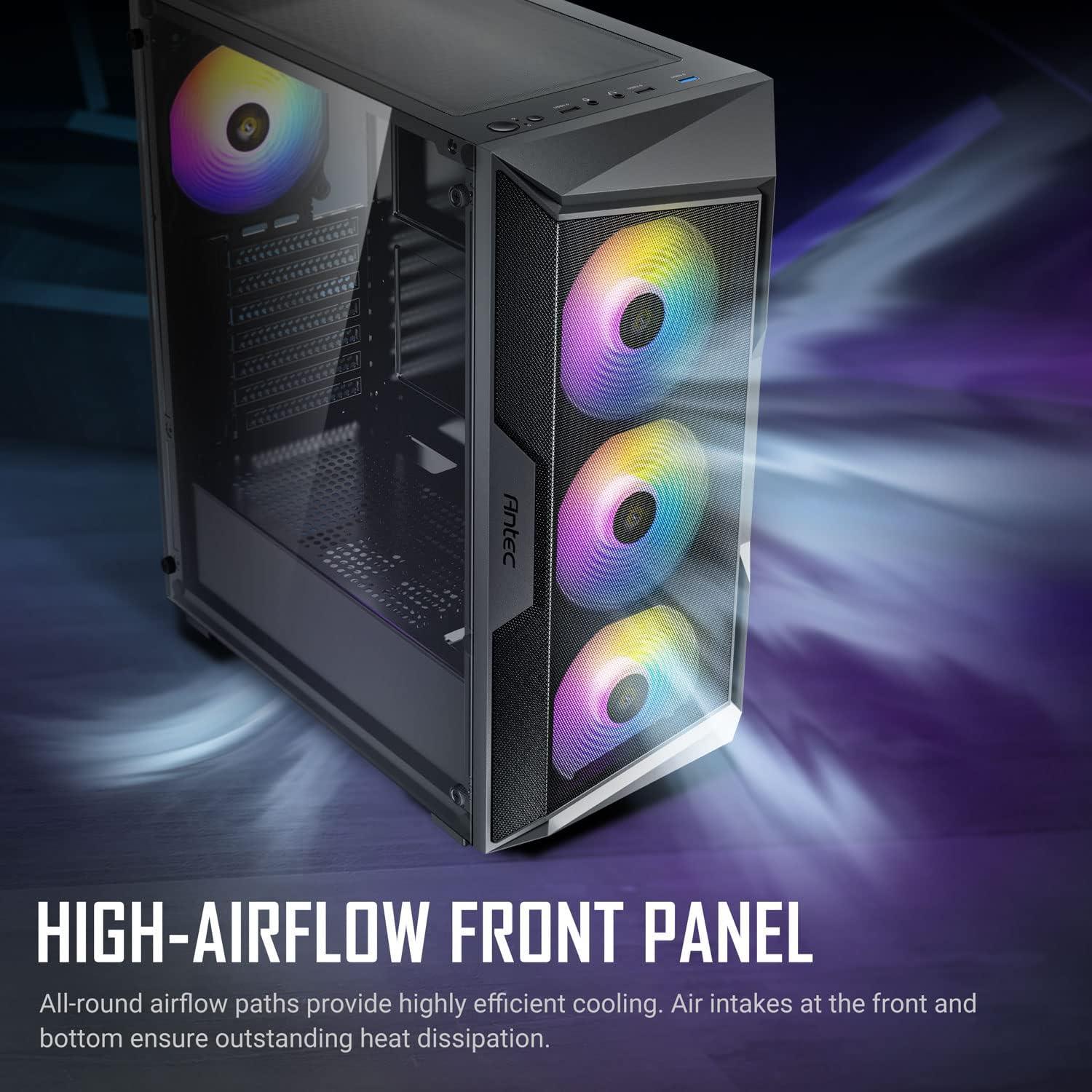 ANTEC AX Series AX61 Elite, High-Airflow Mesh Front Panel, 4 x 120mm ARGB Fans Included, Tempered Glass Side Panels, Up to 8 Fans Simultaneously, 360mm Radiator Support, Mid-Tower ATX Gaming Case