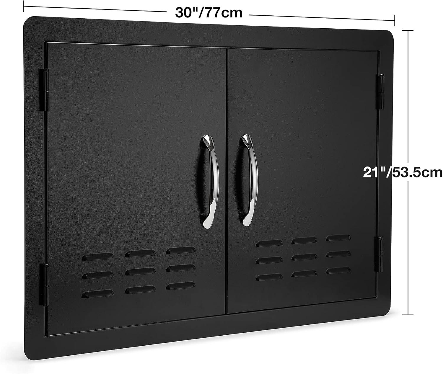 Black Steel Double Door Outdoor Kitchen Access Panel