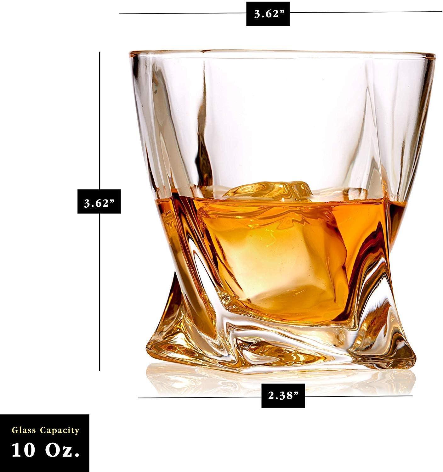 Set of 6 Clear Crystal Twist Whiskey Glasses 10 Ounce